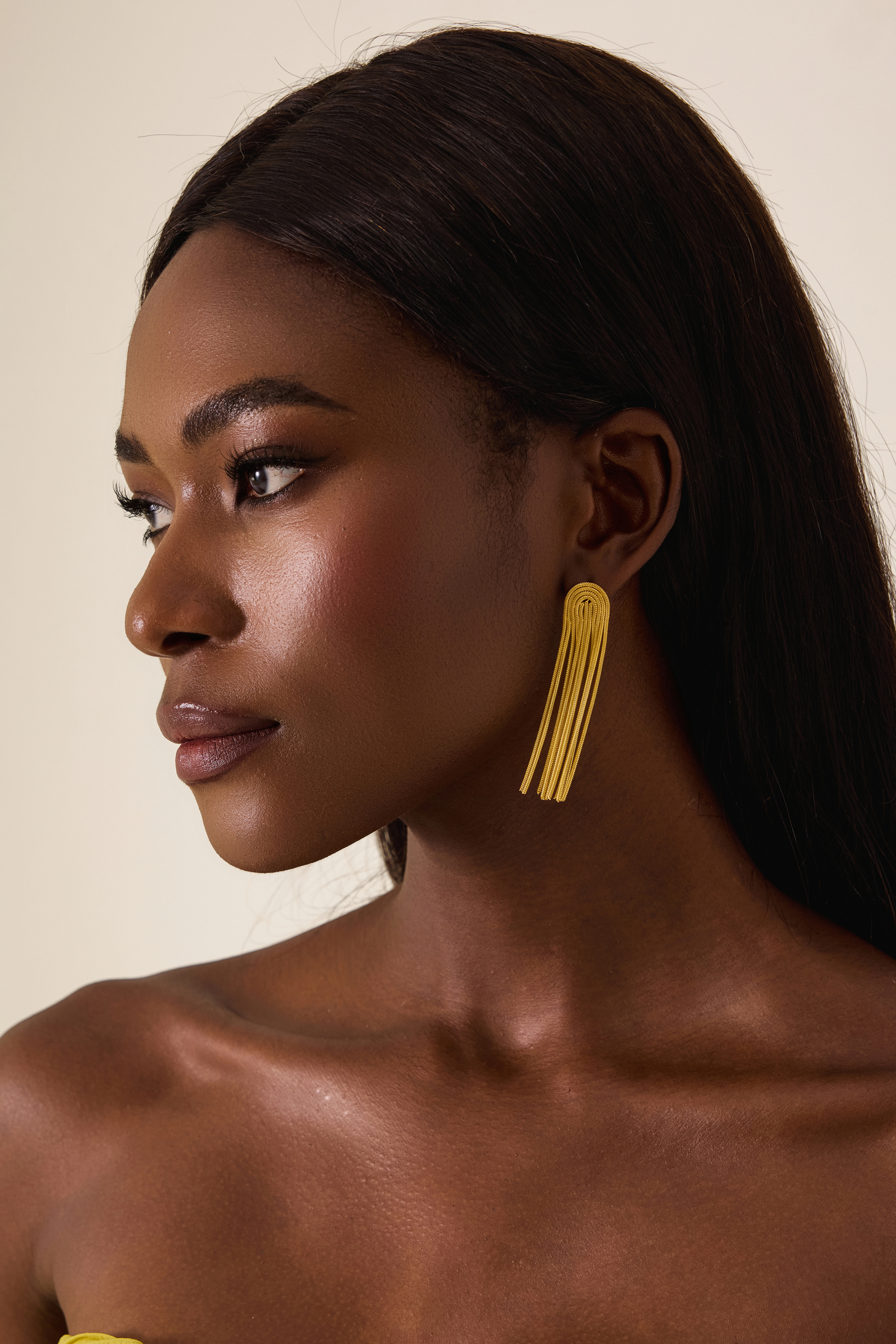 Gold Snake Chain Tassel Earrings