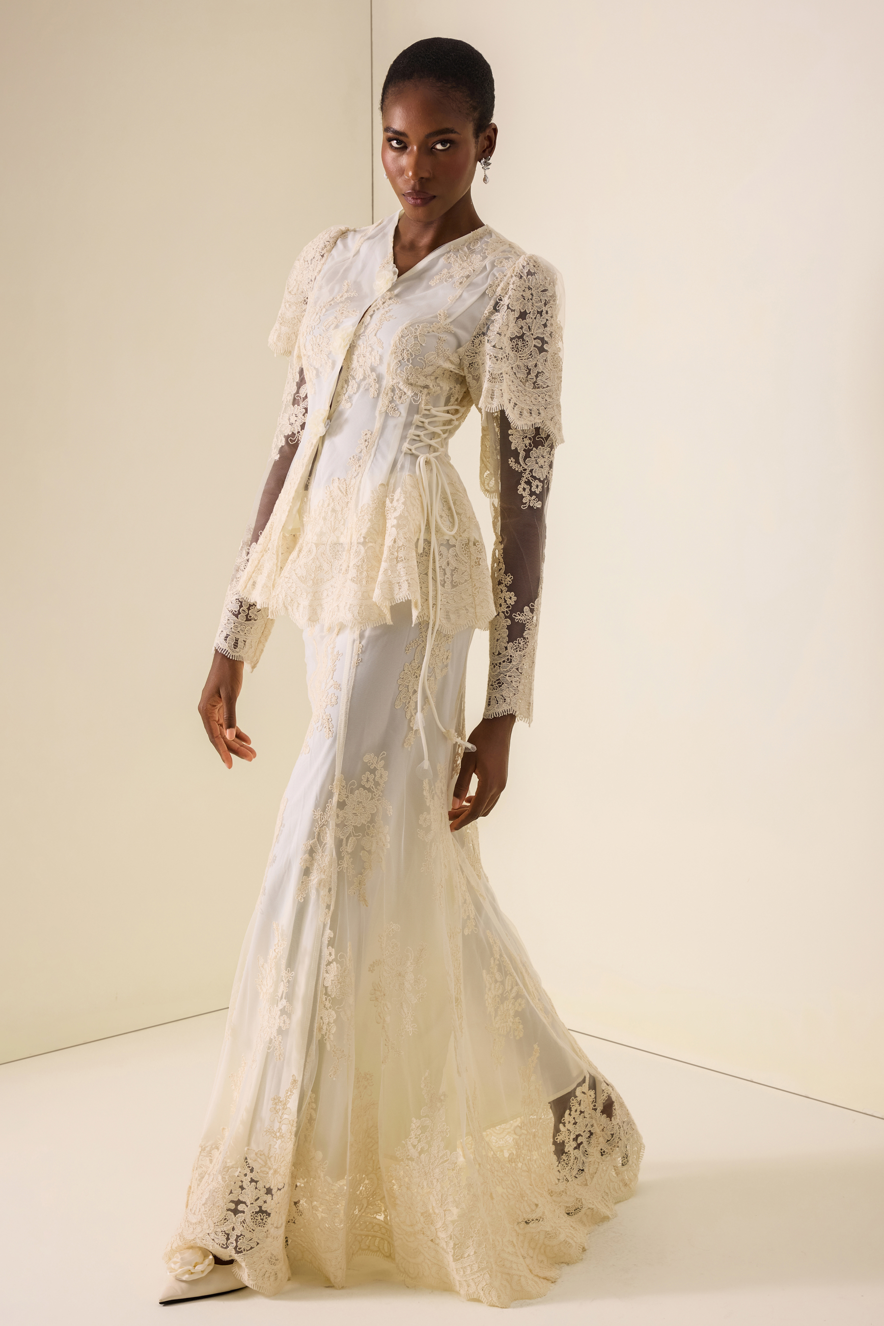 3D Flower Embroidered Top & Mid Waist Maxi Skirt Set