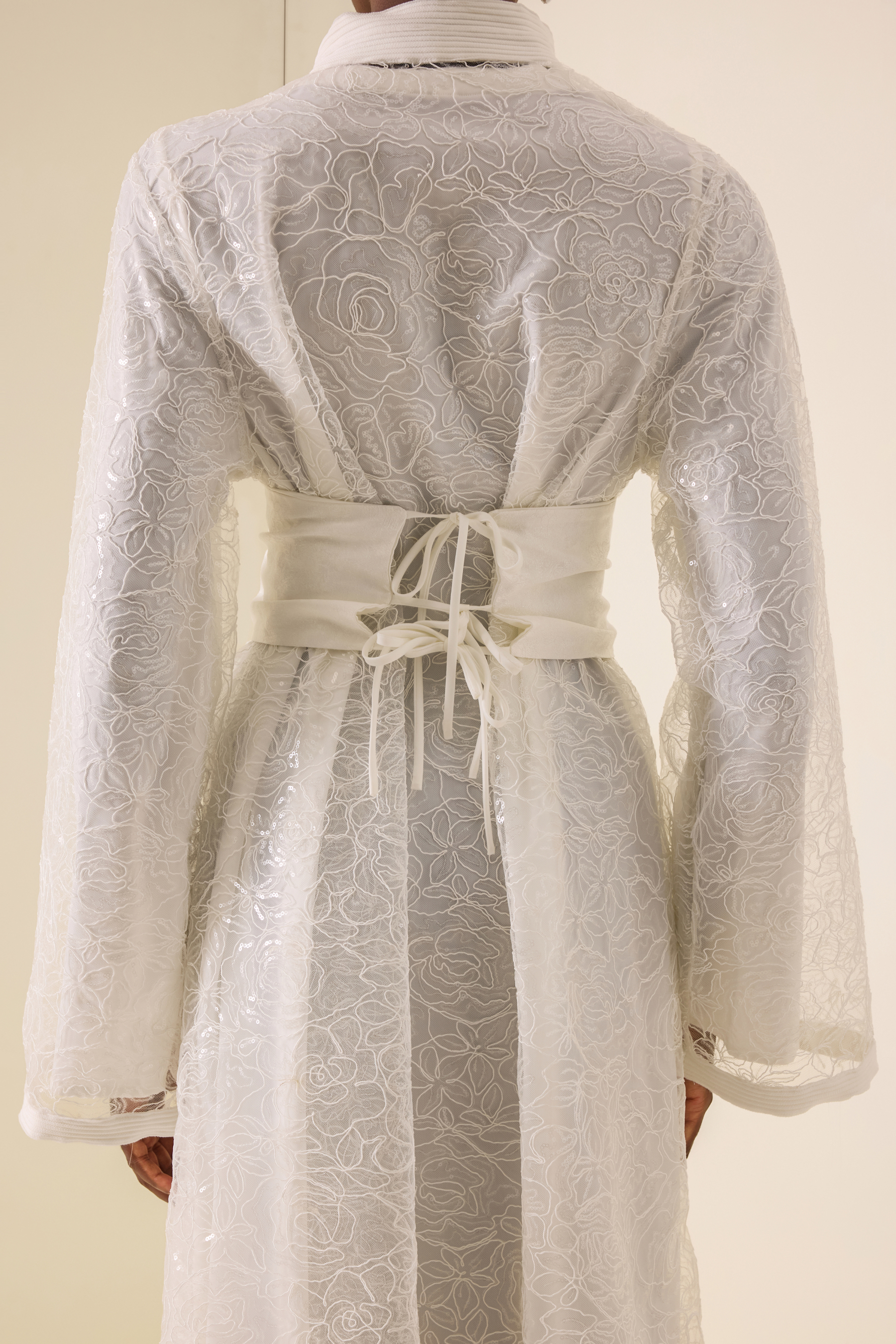 Lace Stand Collar Long Sleeve Maxi Dress