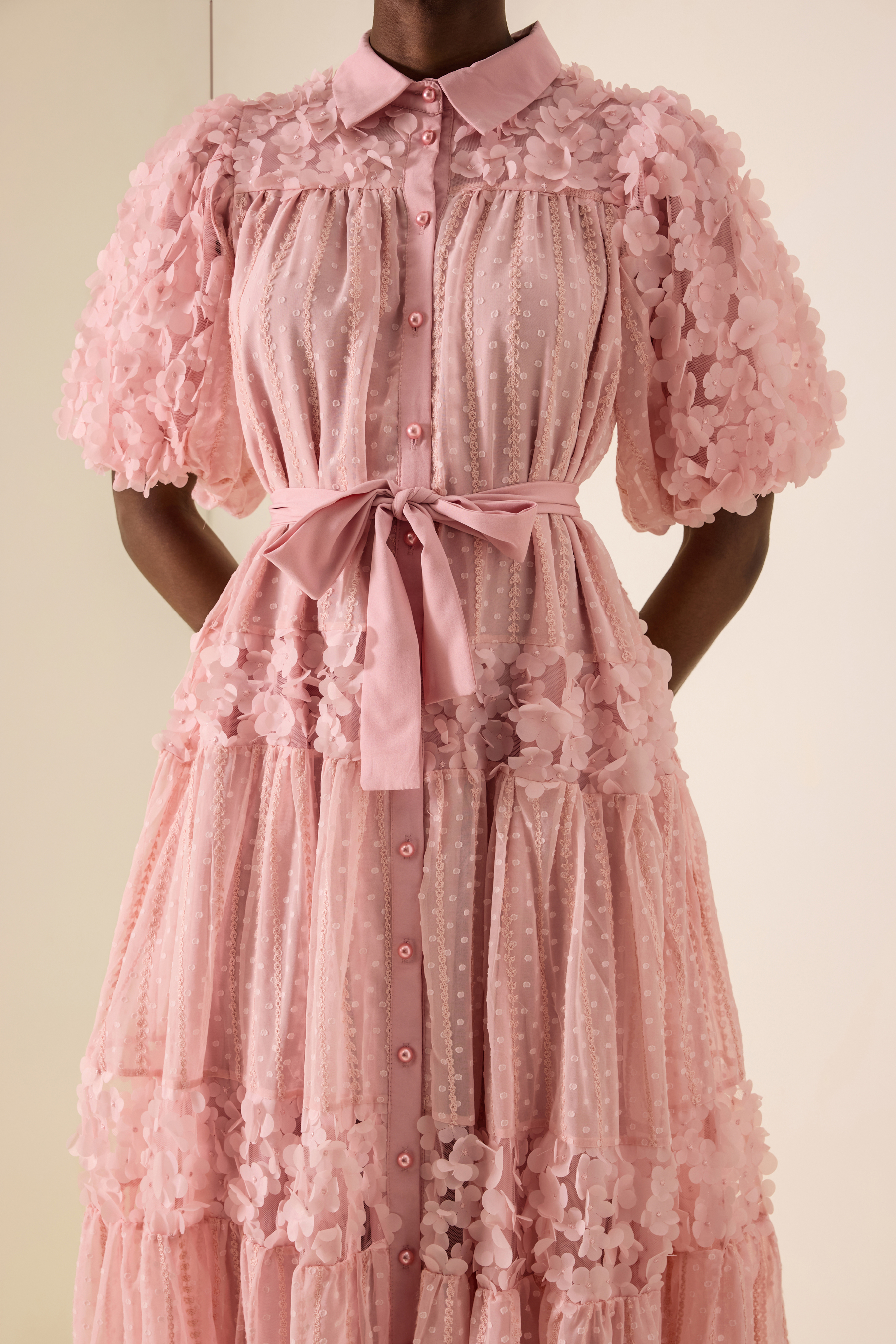 3D Flower Burn-Out Embroidered Maxi Dress