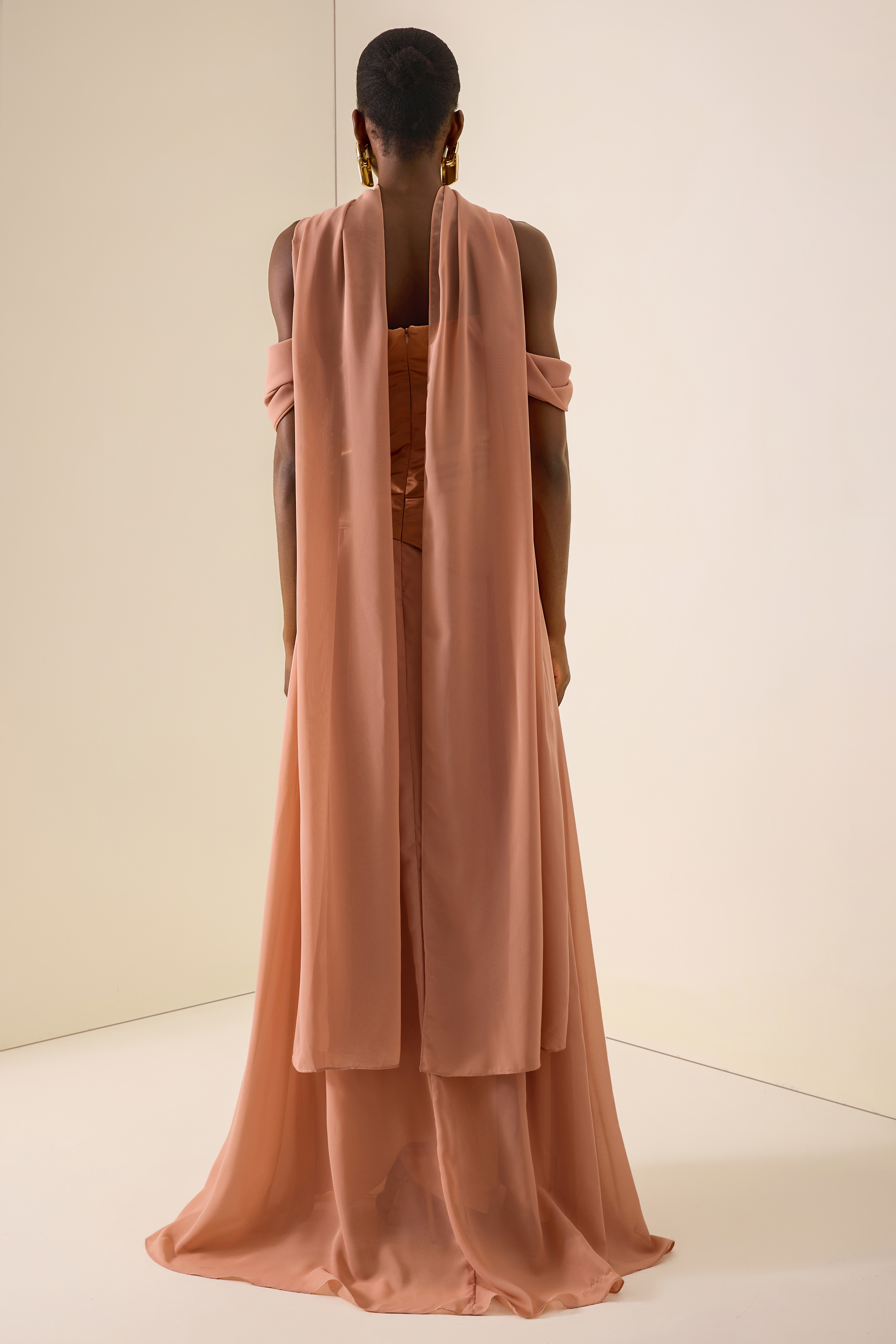 Ruched Off Shoulder Maxi Dress With Ribbon