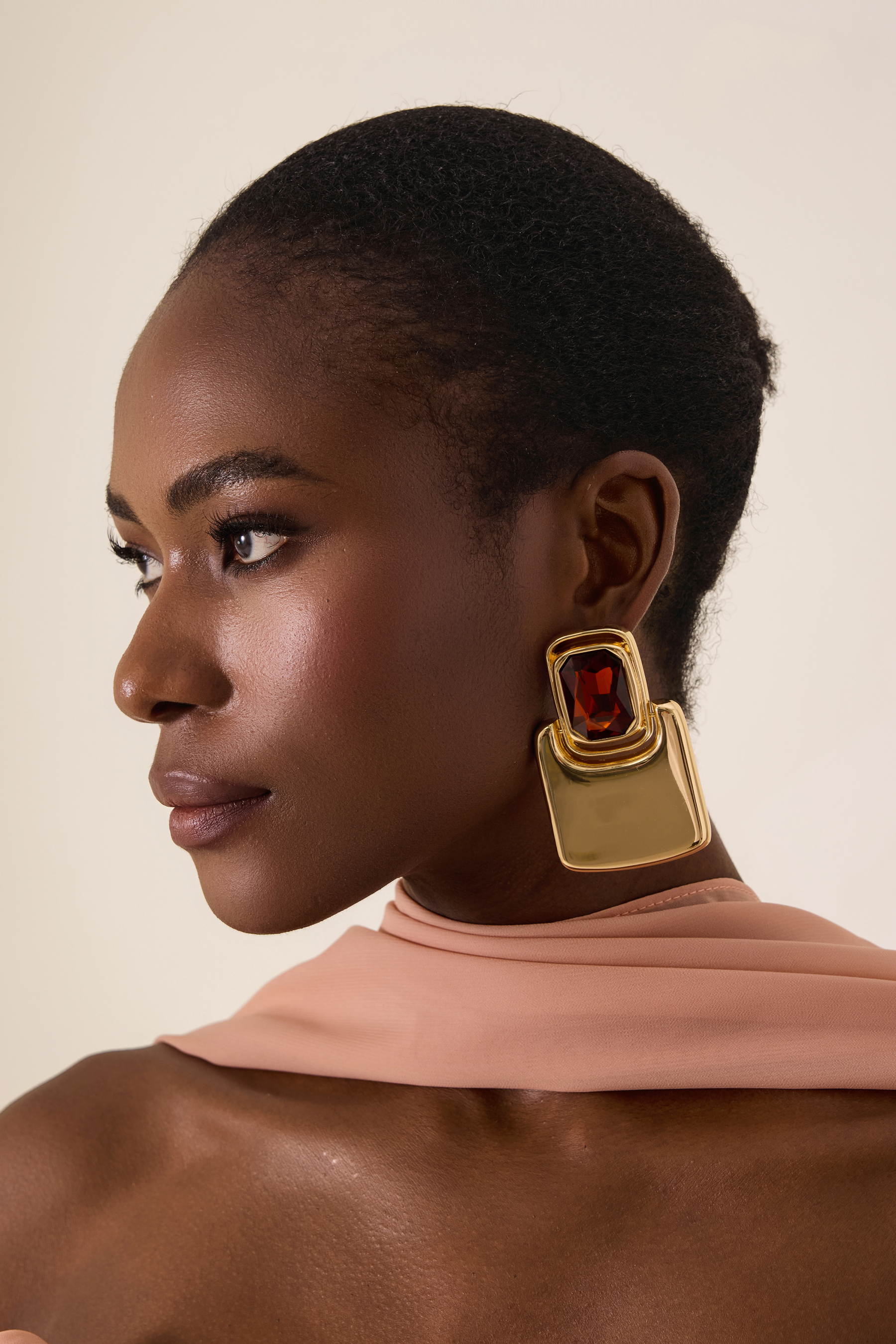 Faux Diamond Gem Detail Square Drop Earrings