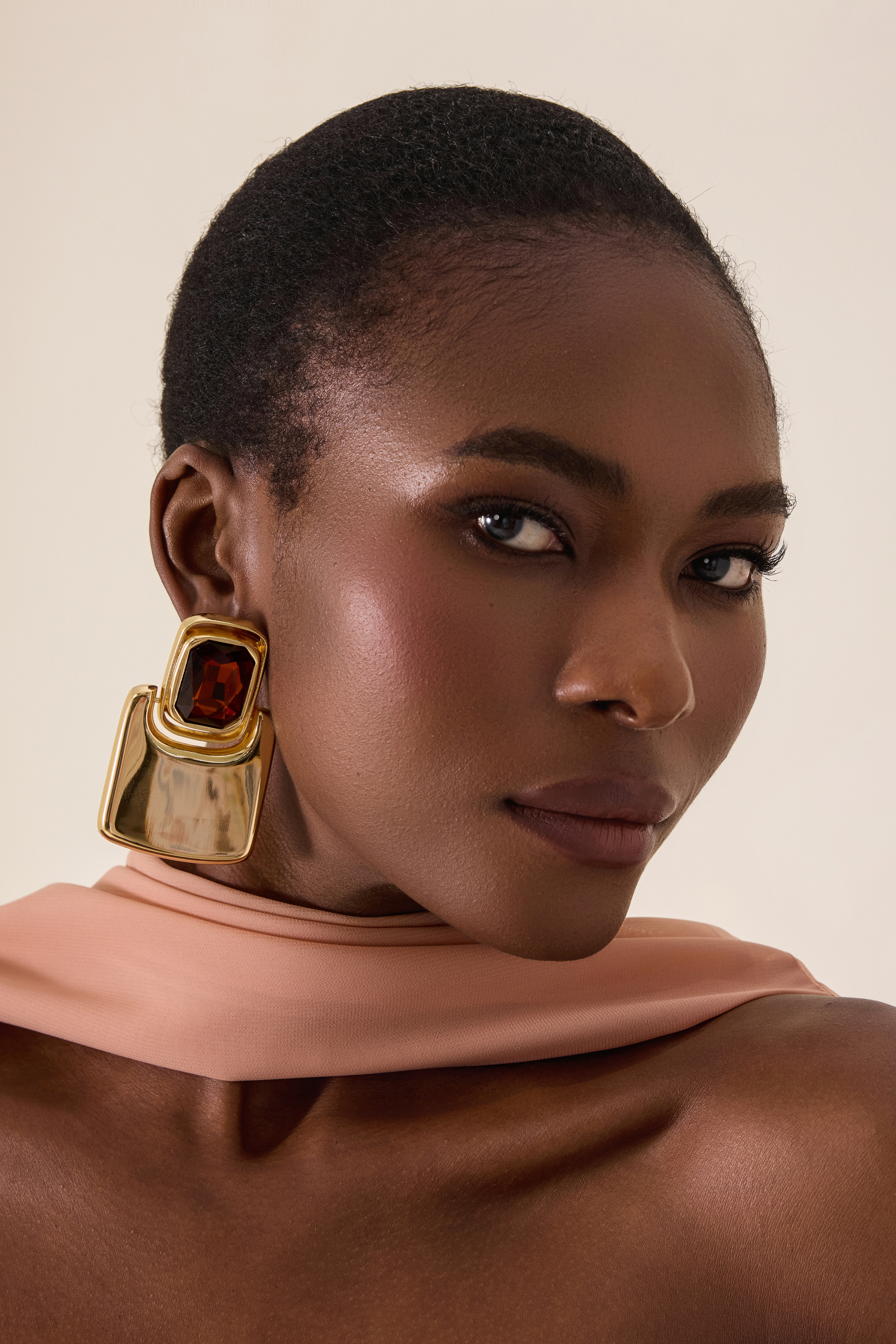 Faux Diamond Gem Detail Square Drop Earrings