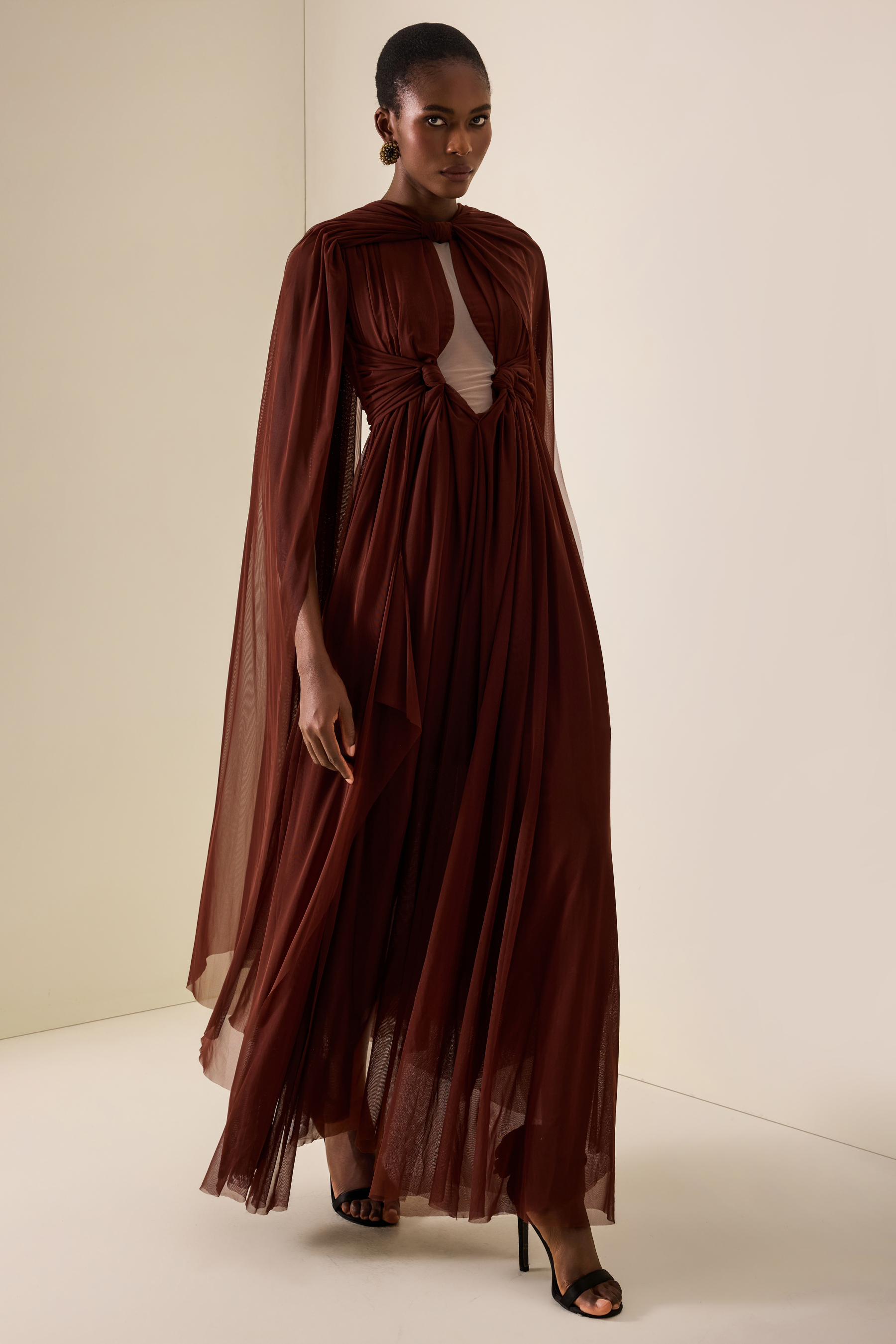 Cut Out Cape Maxi Dress