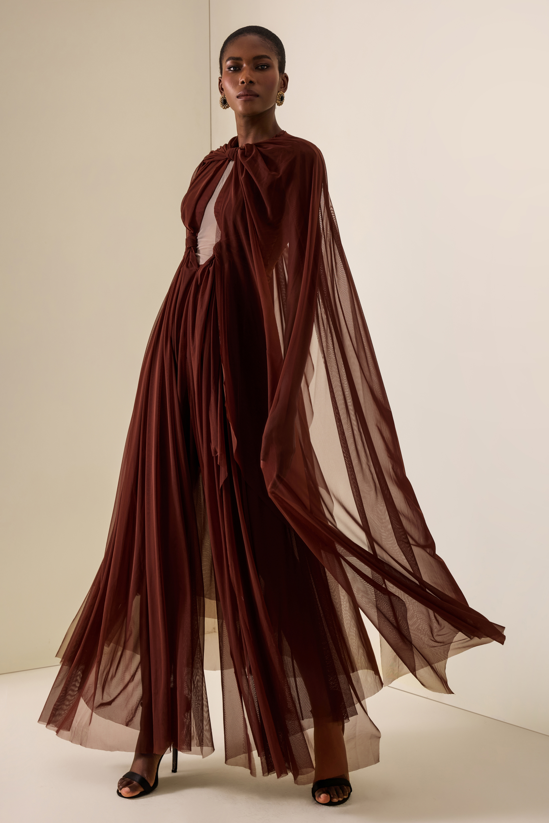 Cut Out Cape Maxi Dress