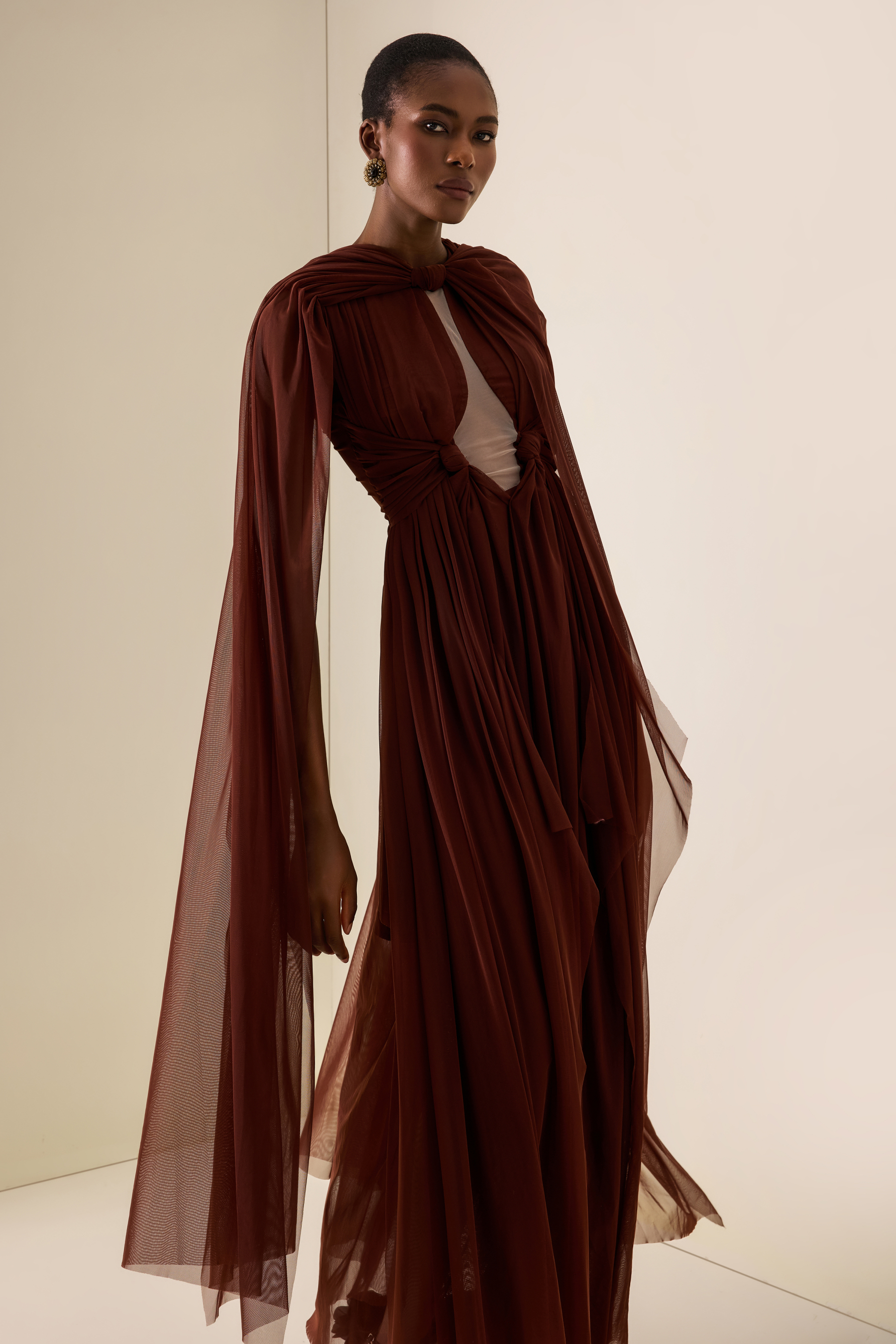 Cut Out Cape Maxi Dress