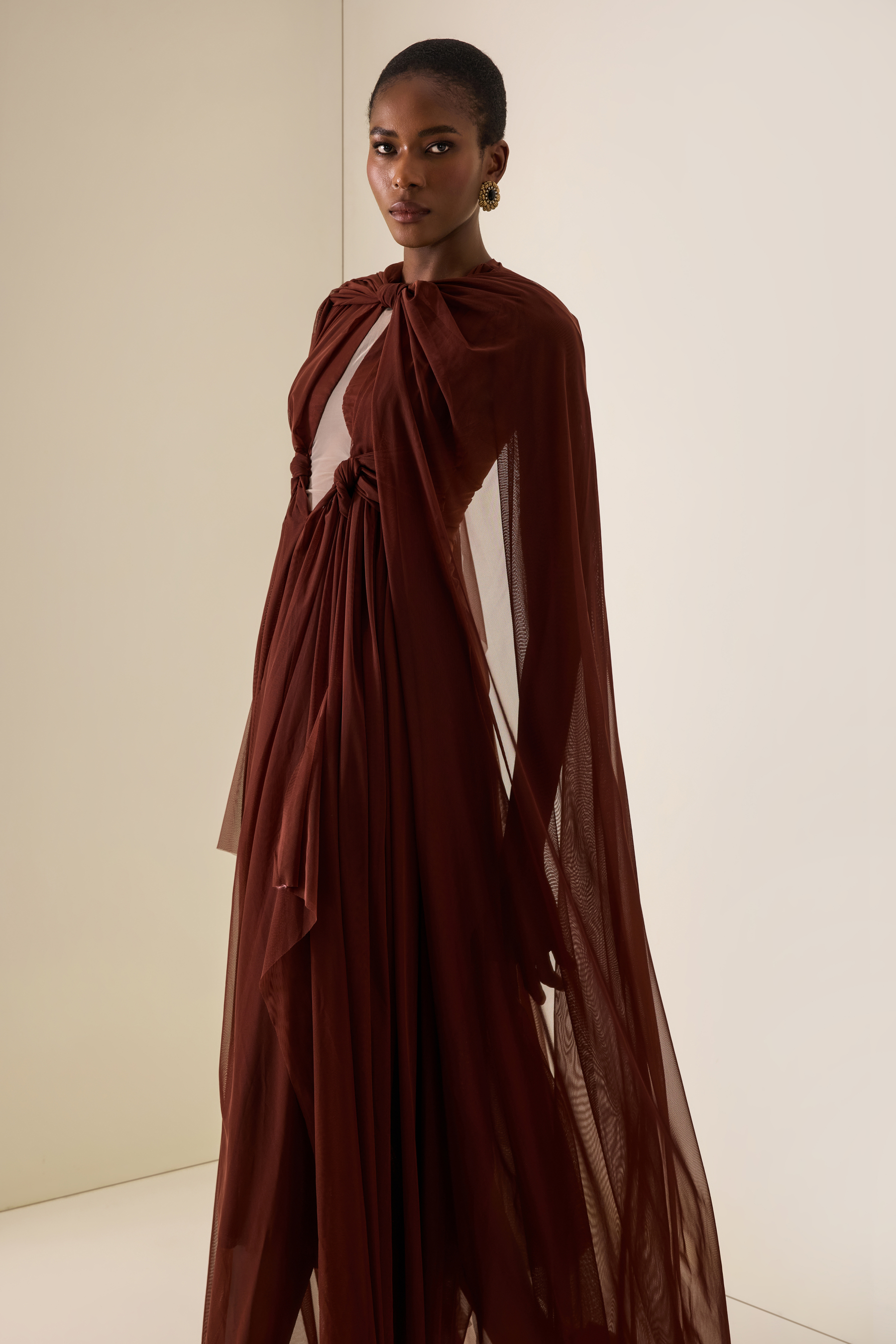 Cut Out Cape Maxi Dress