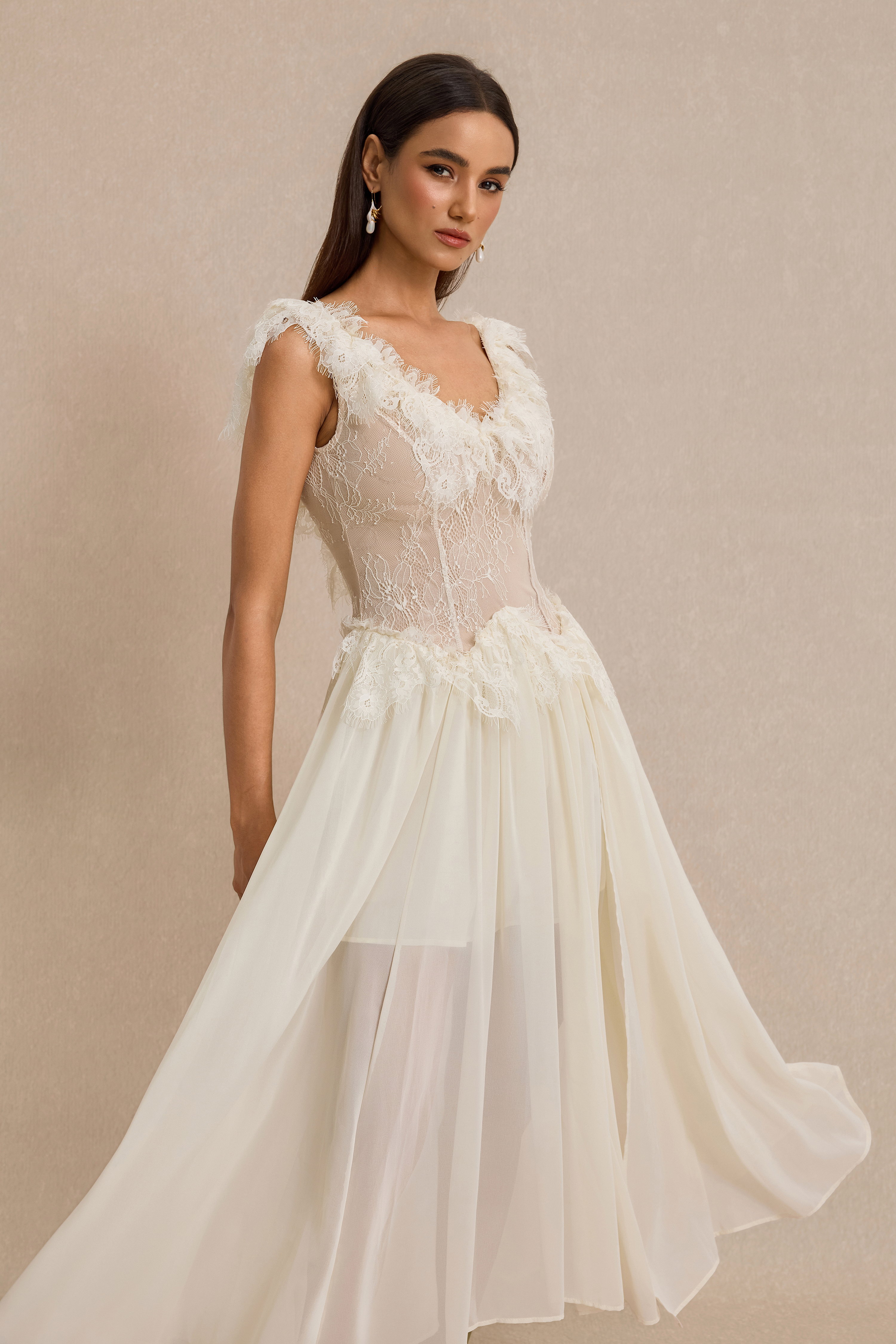 Lace Splicing Backless Midi Dress