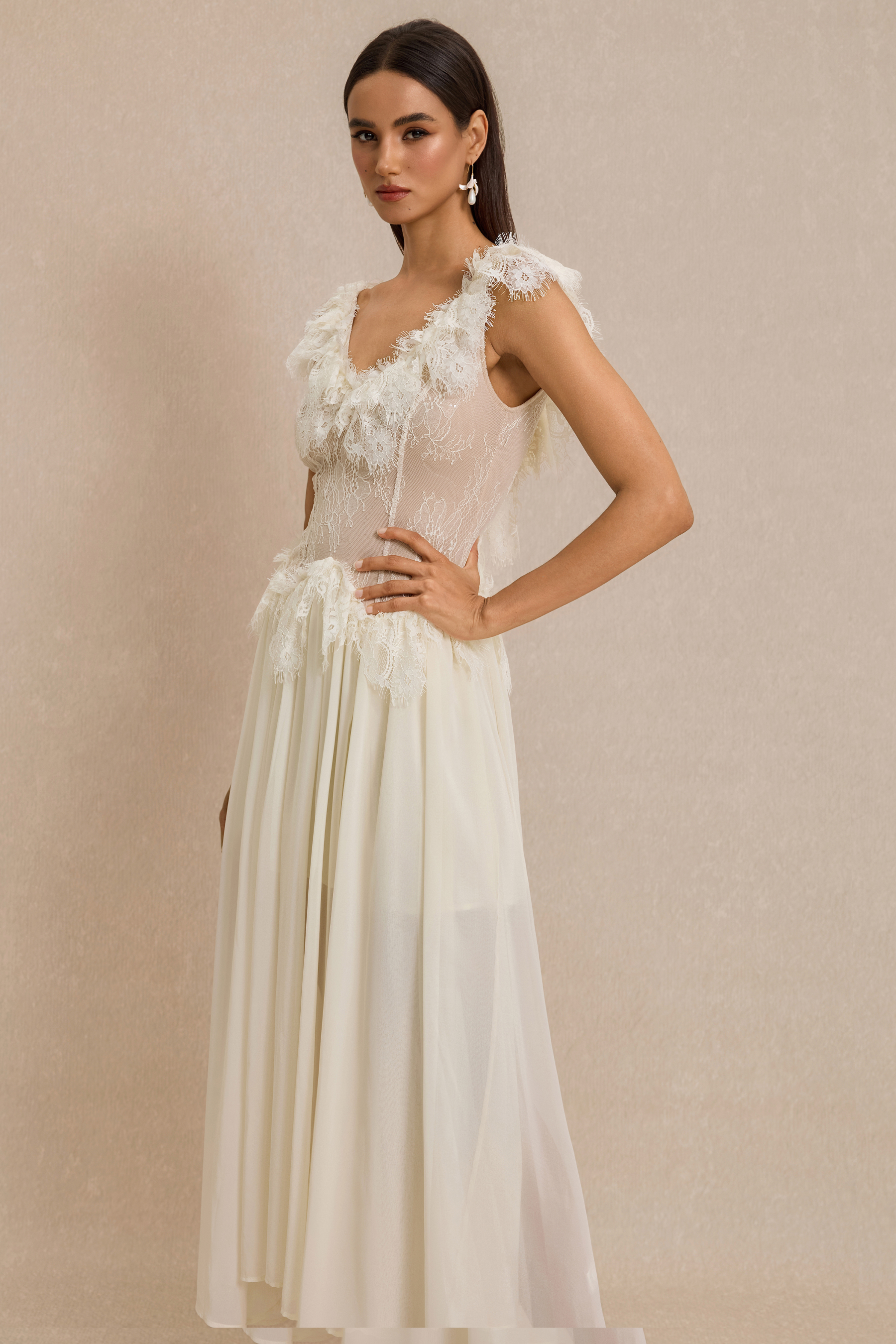Lace Splicing Backless Midi Dress