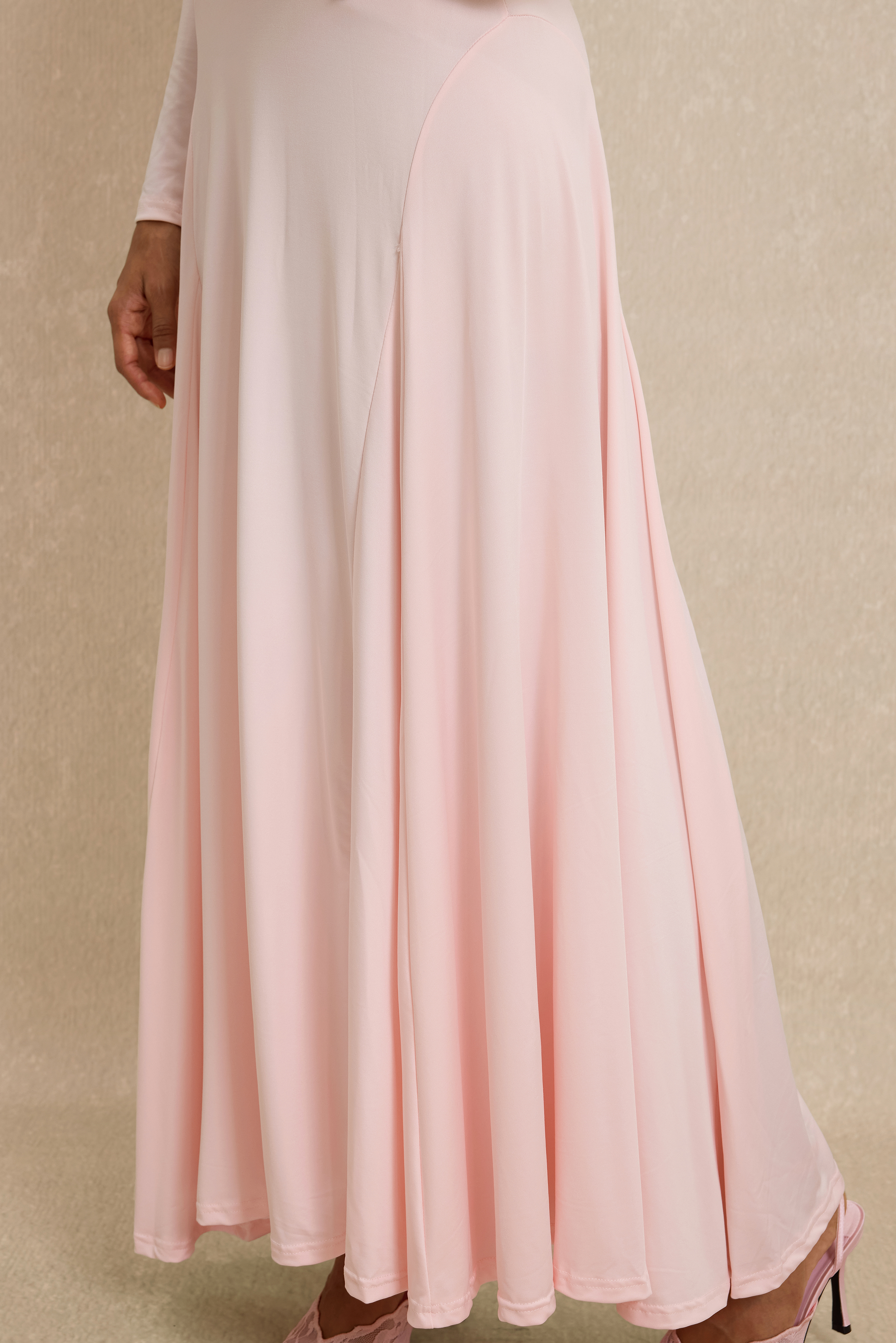 Solid Skew Collar Gathering Maxi Dress