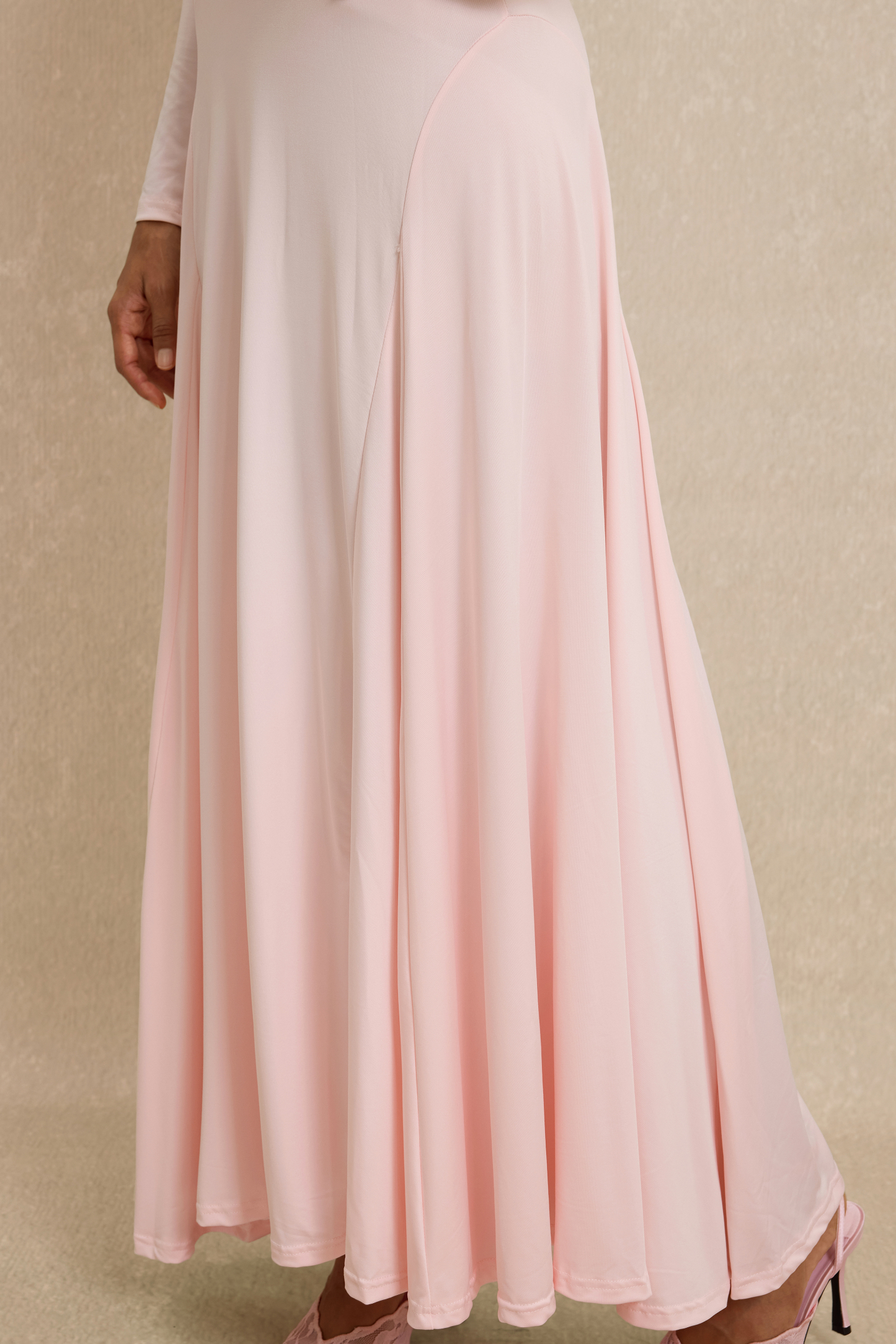 Solid Skew Collar Gathering Maxi Dress
