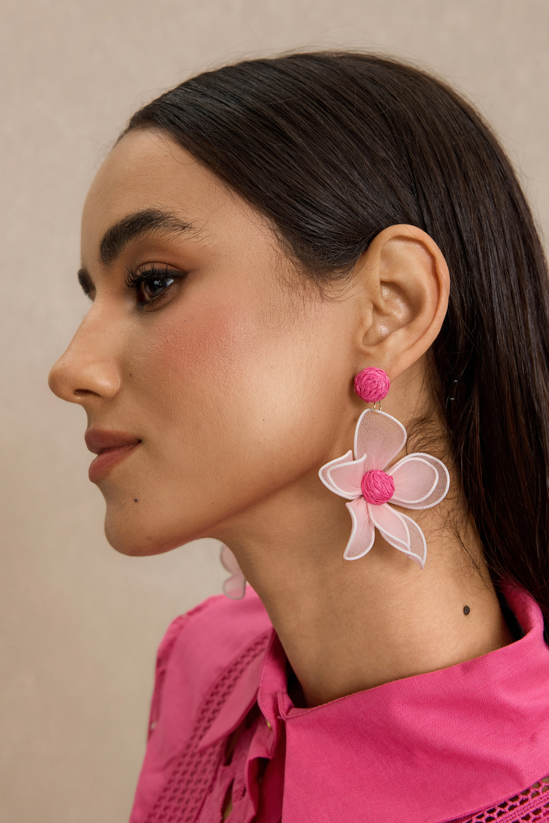 Mesh 3D Flower  Earrings