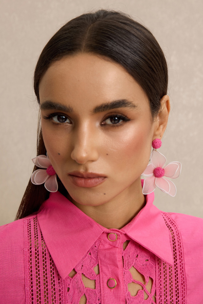 Mesh 3D Flower  Earrings