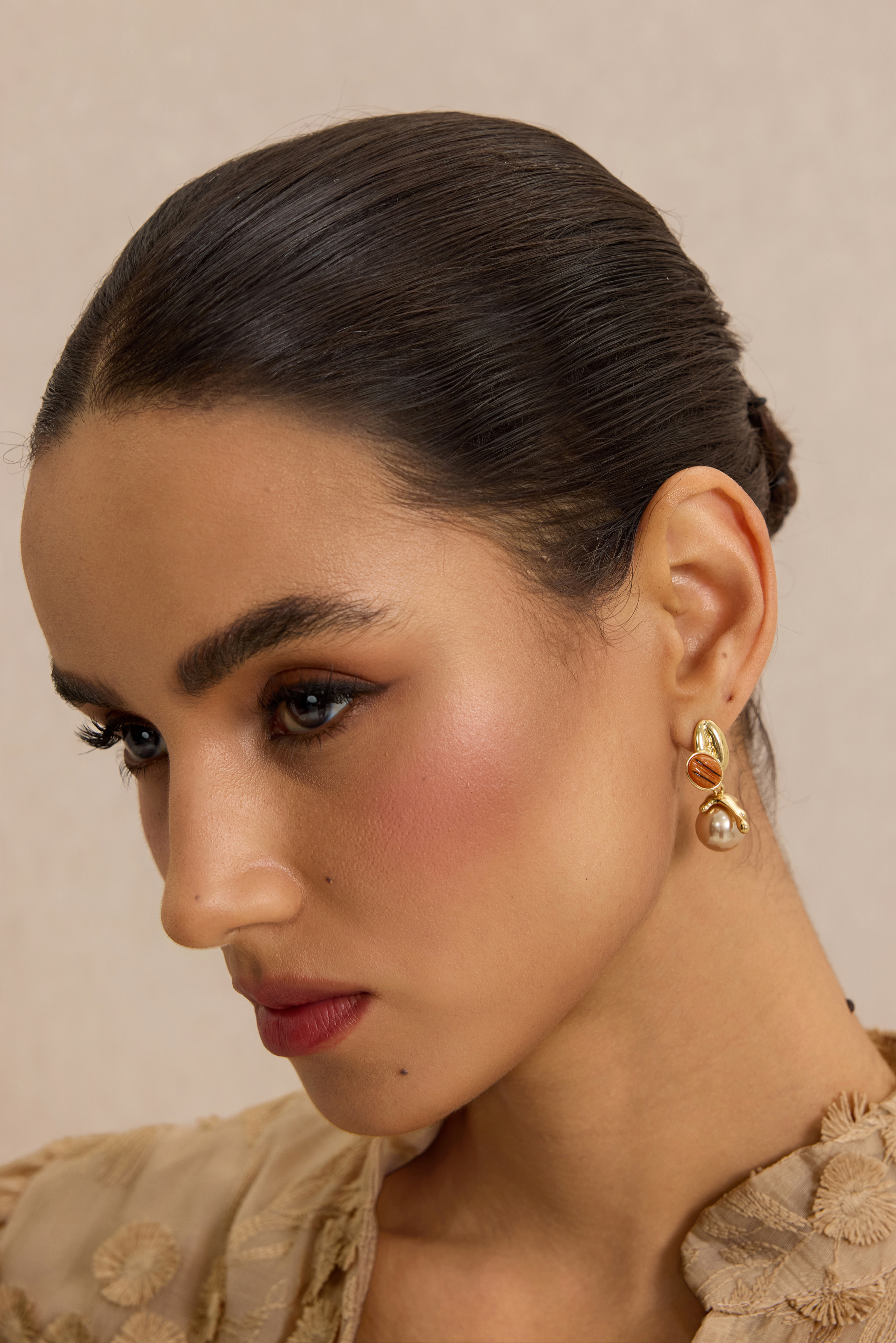 Amber Faux Pearl Drop Earrings