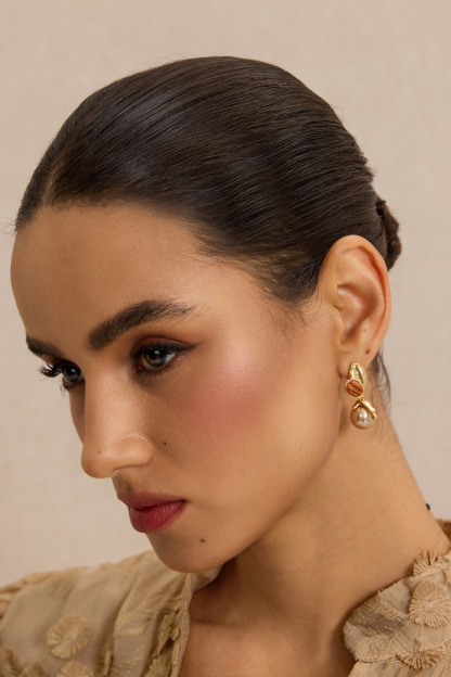 Amber Faux Pearl Drop Earrings