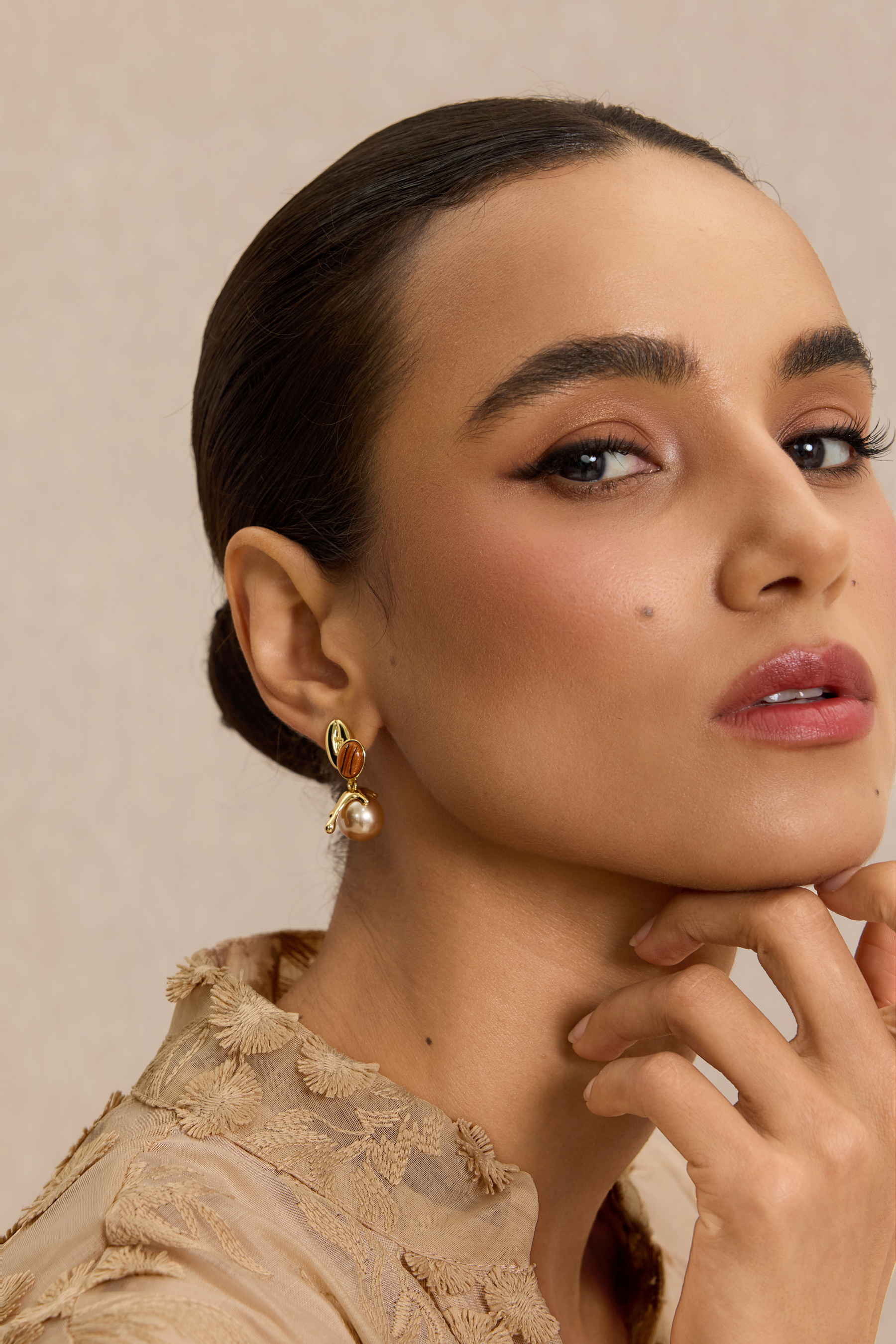 Amber Faux Pearl Drop Earrings