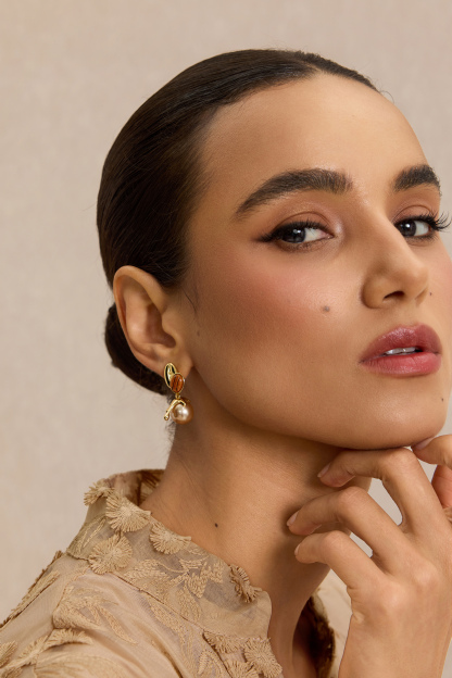 Amber Faux Pearl Drop Earrings