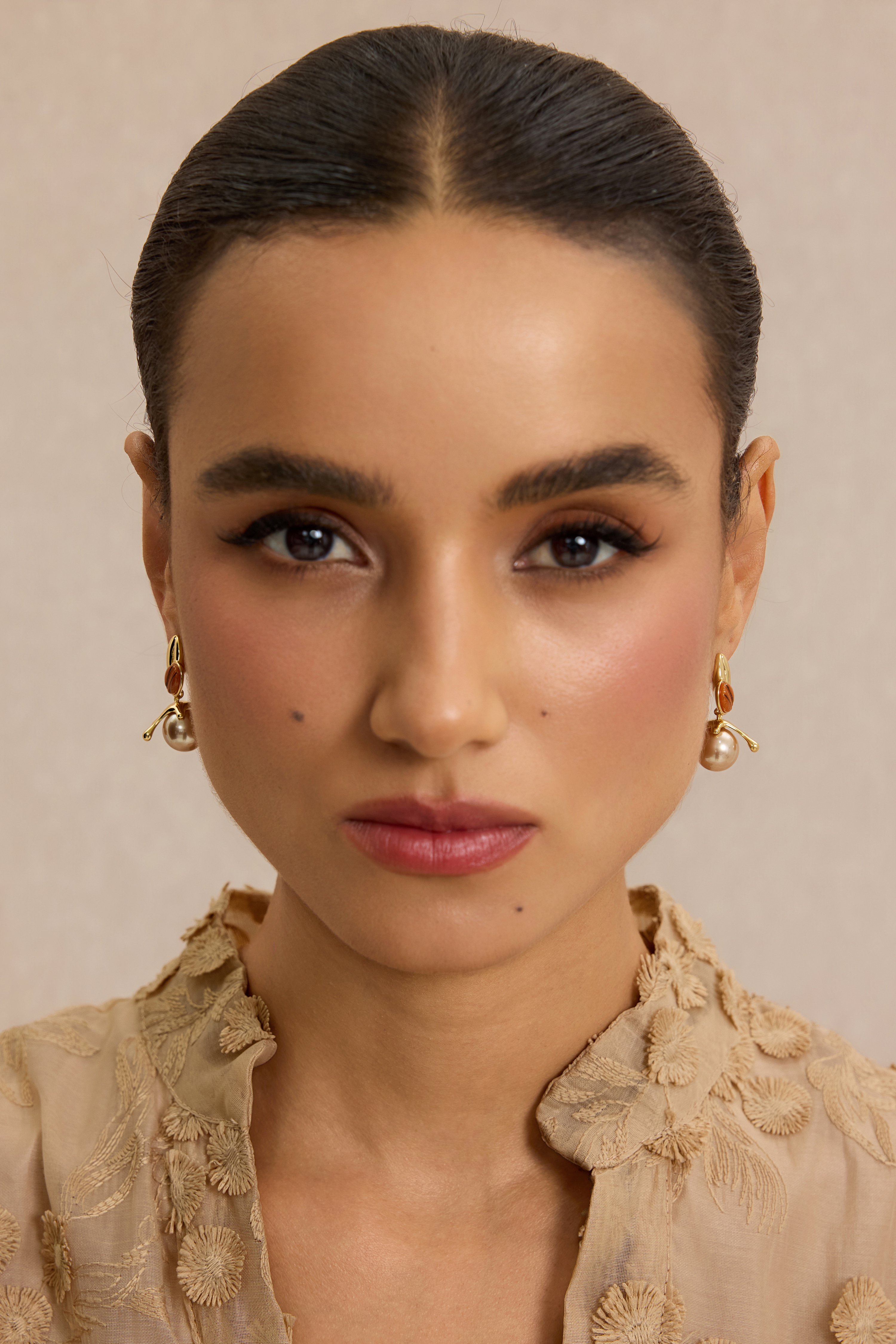 Amber Faux Pearl Drop Earrings