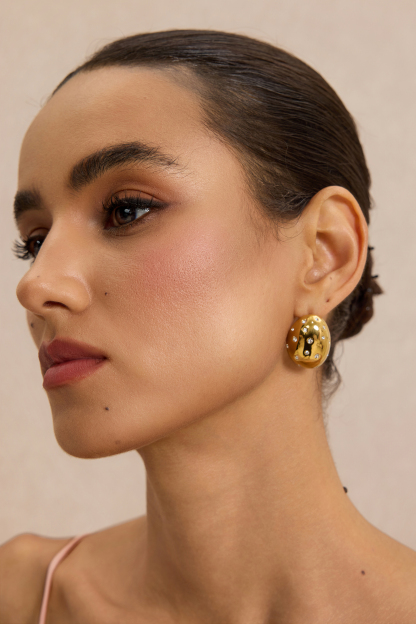 Faux Diamond Oval Stud Earrings