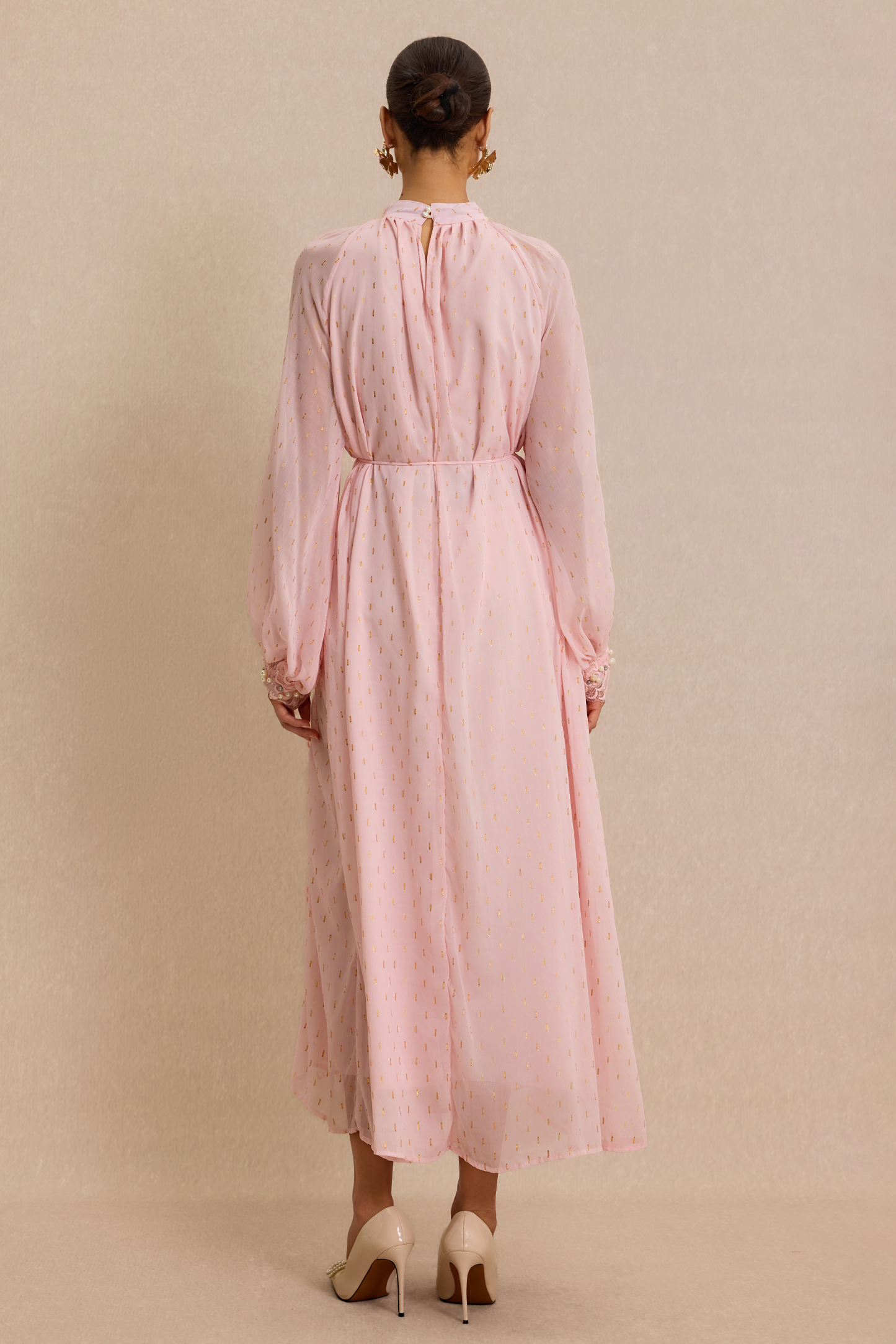 Luxury Embroidered Faux Pearl Maxi Dress