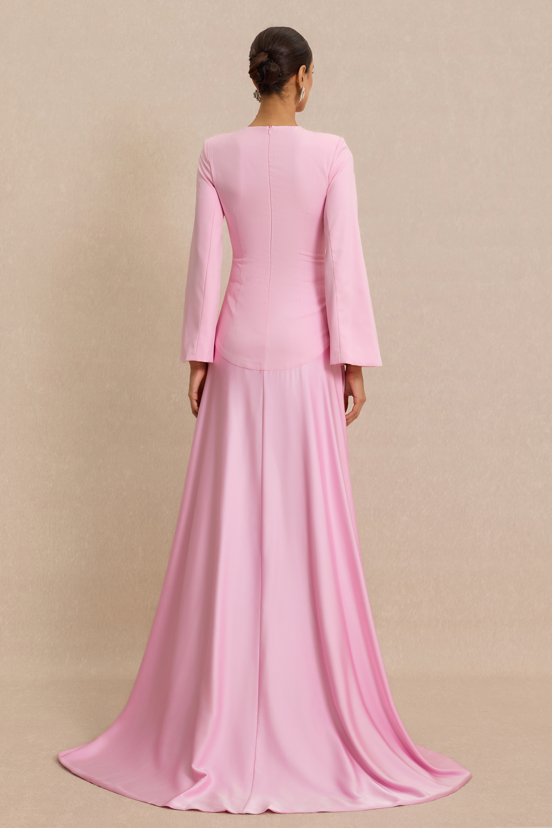 Satin Splicing Bell Sleeve Maxi Dress