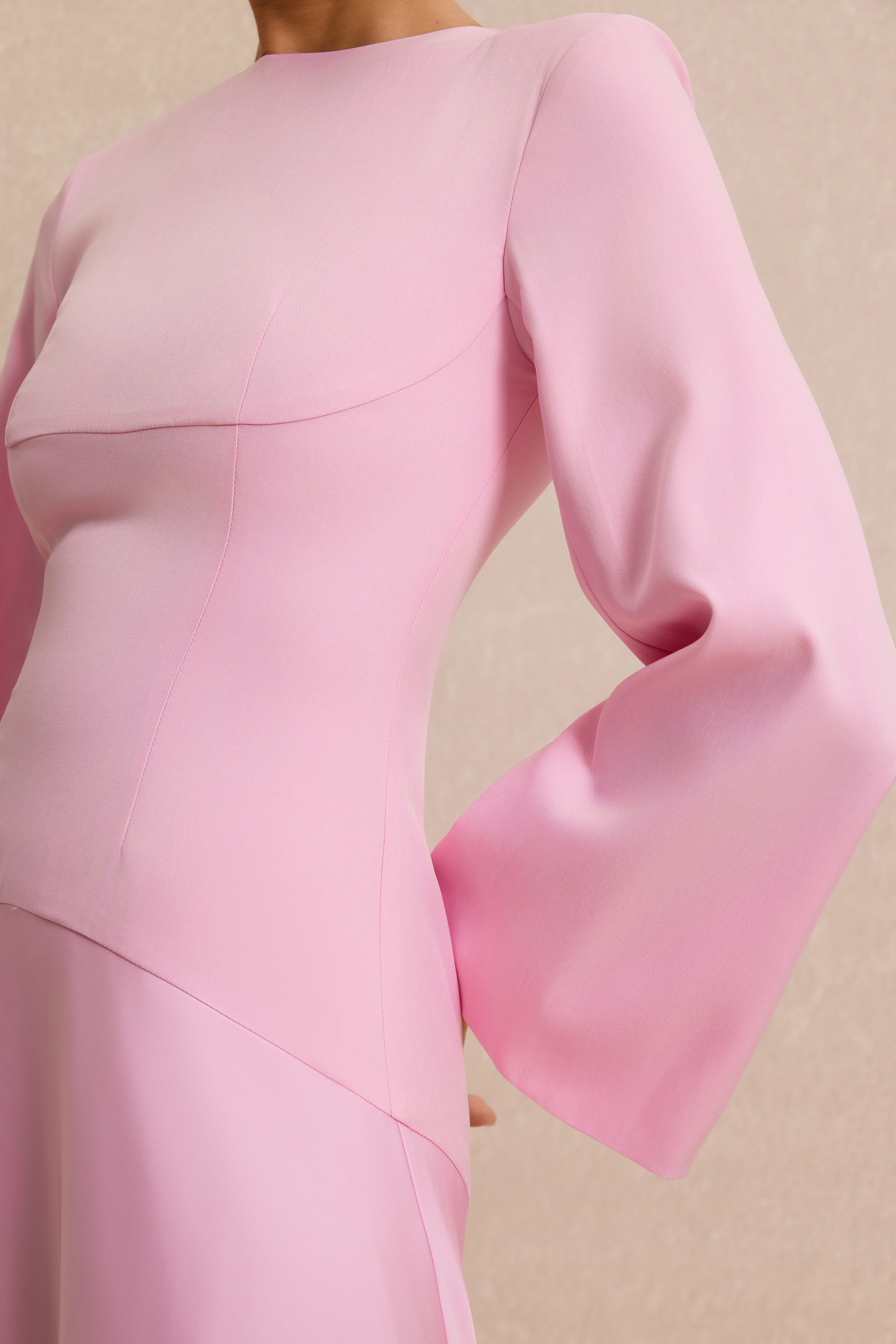 Satin Splicing Bell Sleeve Maxi Dress