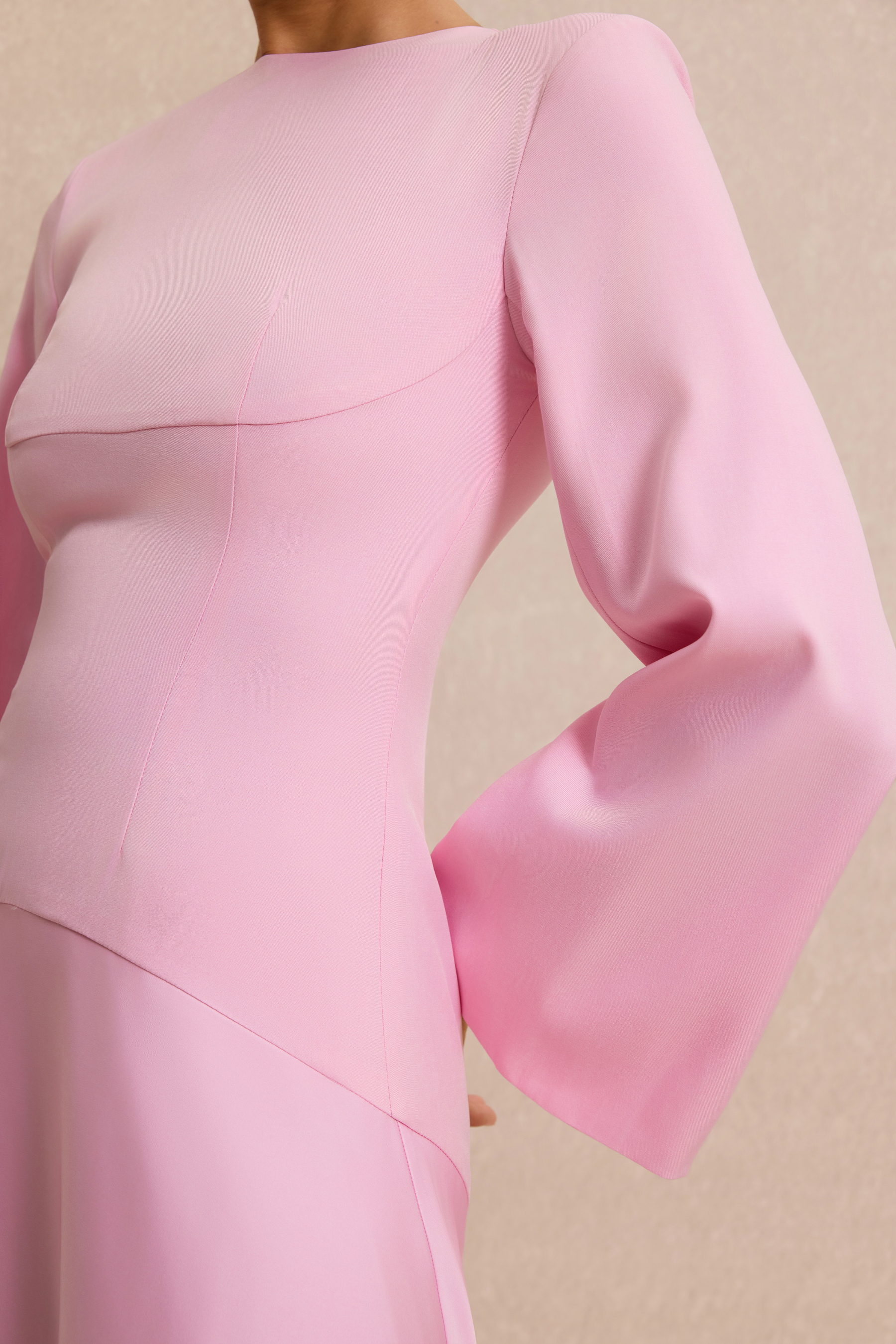 Satin Splicing Bell Sleeve Maxi Dress