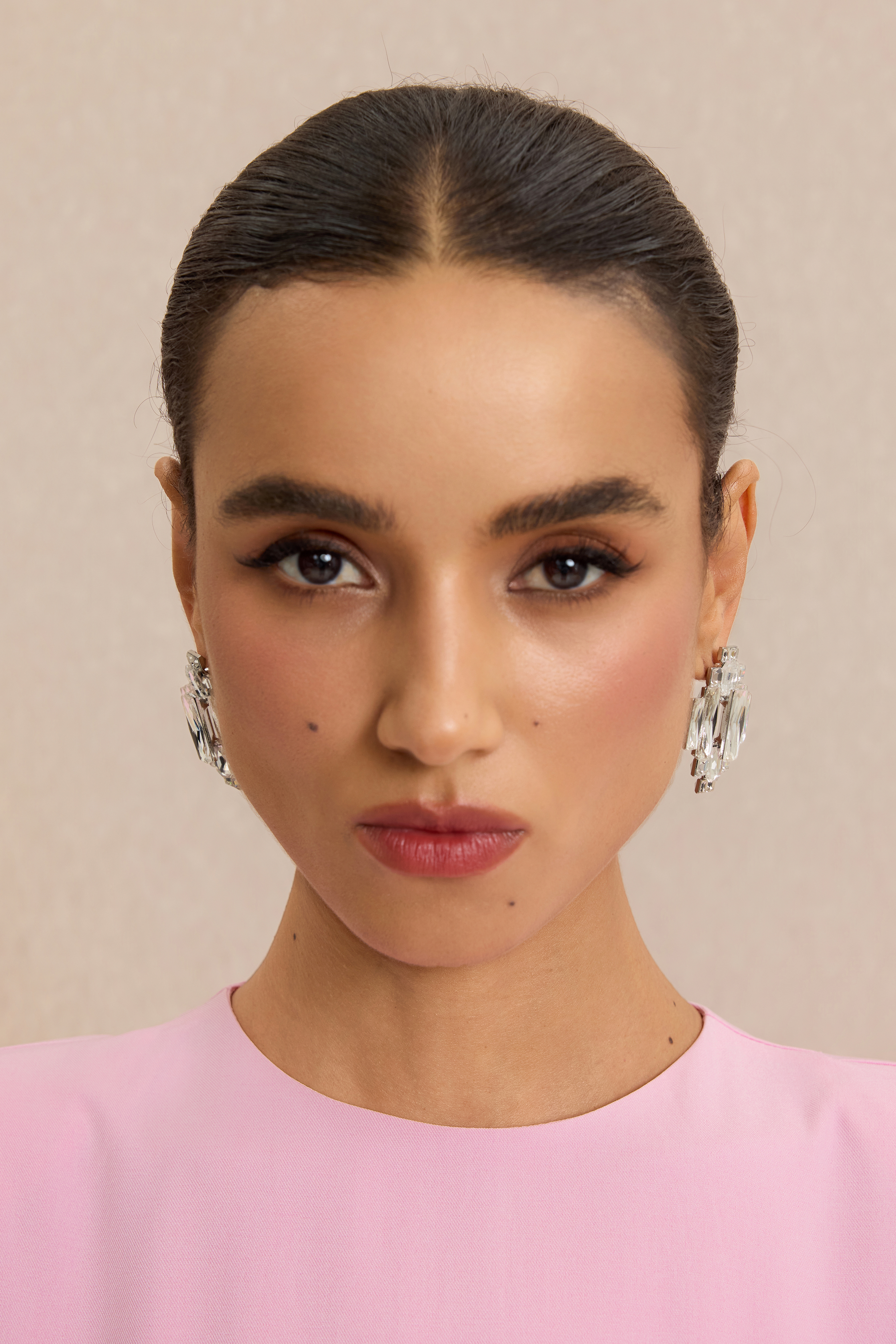 Geometric Baguette Rhinestone Cluster Earrings
