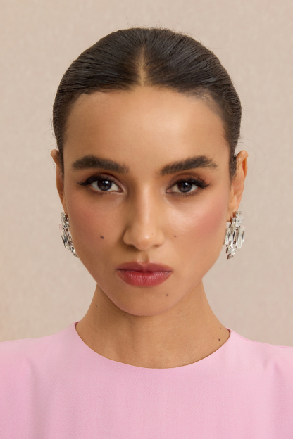 Geometric Baguette Rhinestone Cluster Earrings