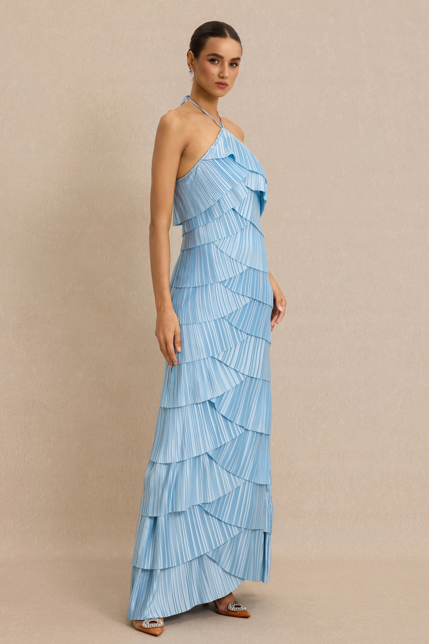 Sleeveless Backless Halter Neck Maxi Dress