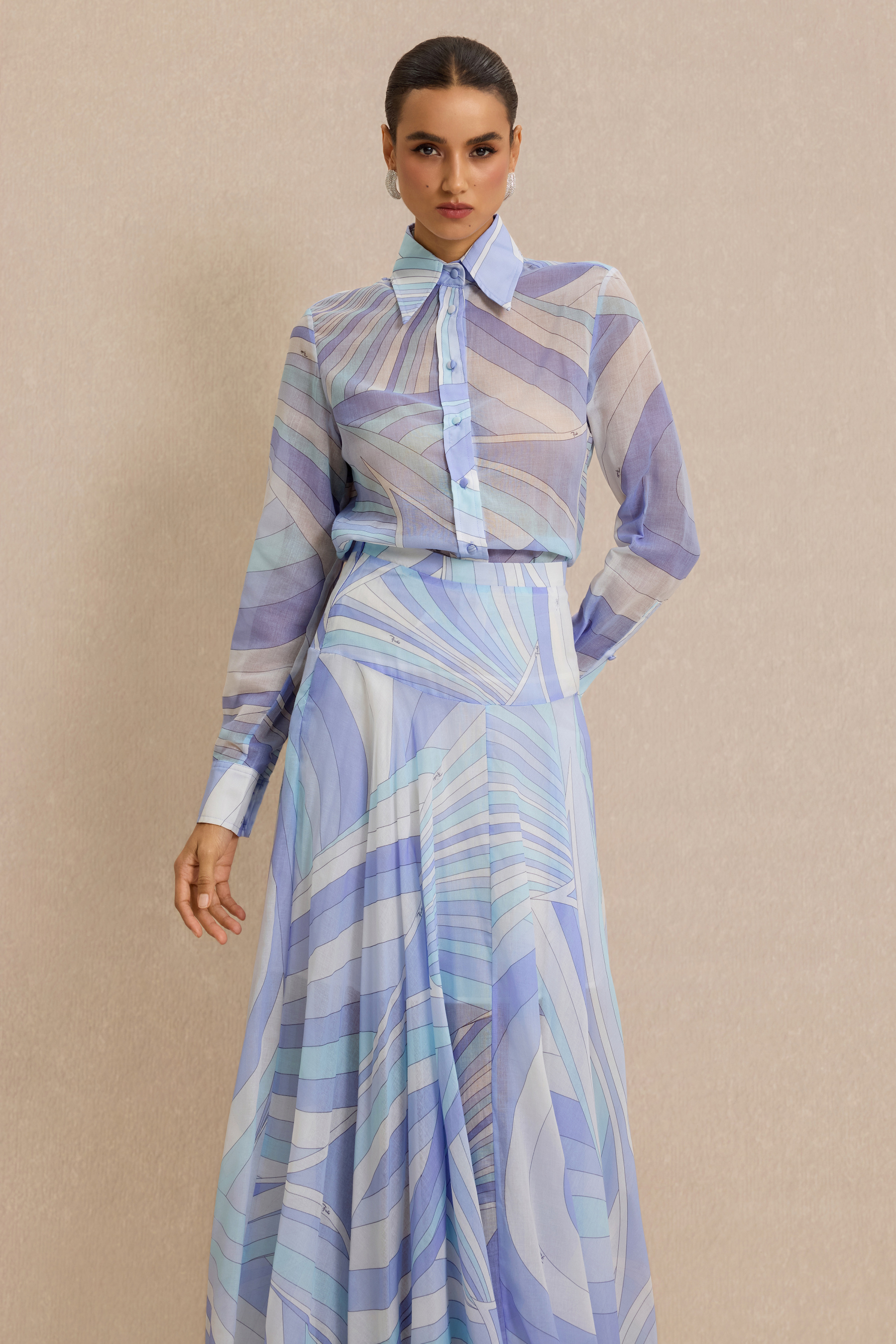 Geometric Patterns Flapped Top & Maxi Skrit Set