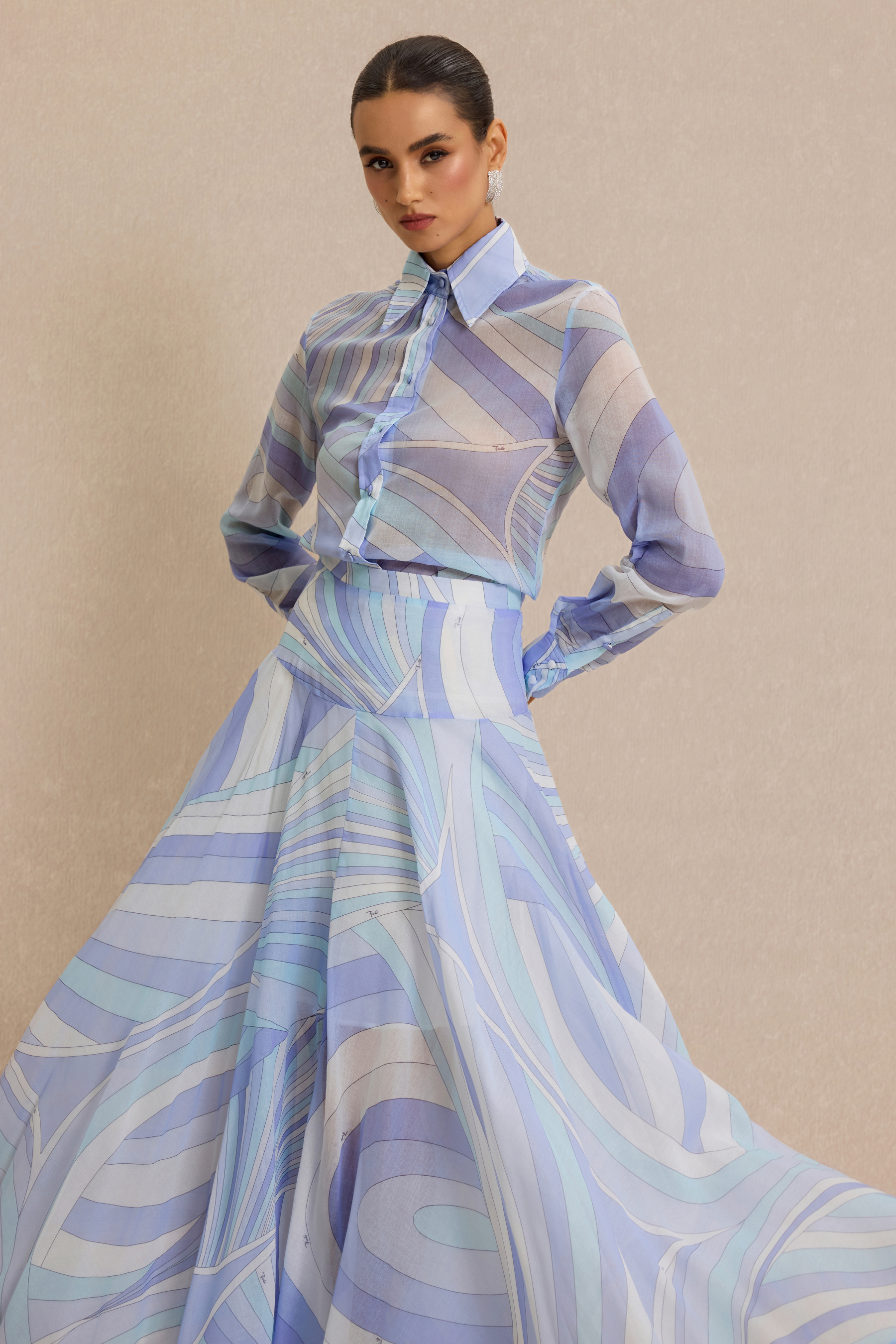 Geometric Patterns Flapped Top & Maxi Skrit Set