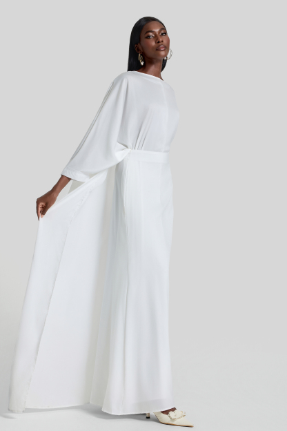 Satin Batwing Sleeve Top & High Waist Maxi Skirt Set
