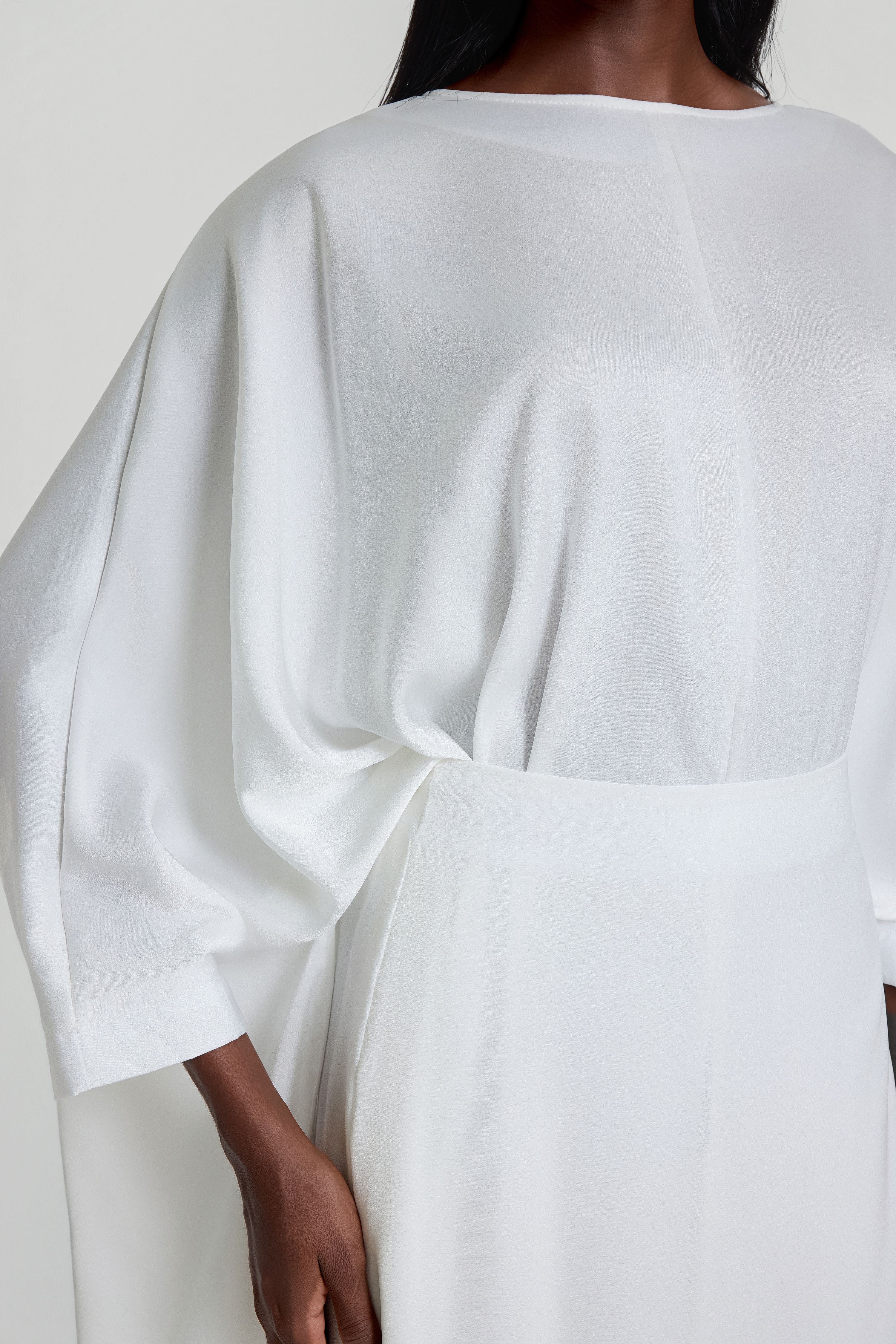 Satin Batwing Sleeve Top & High Waist Maxi Skirt Set