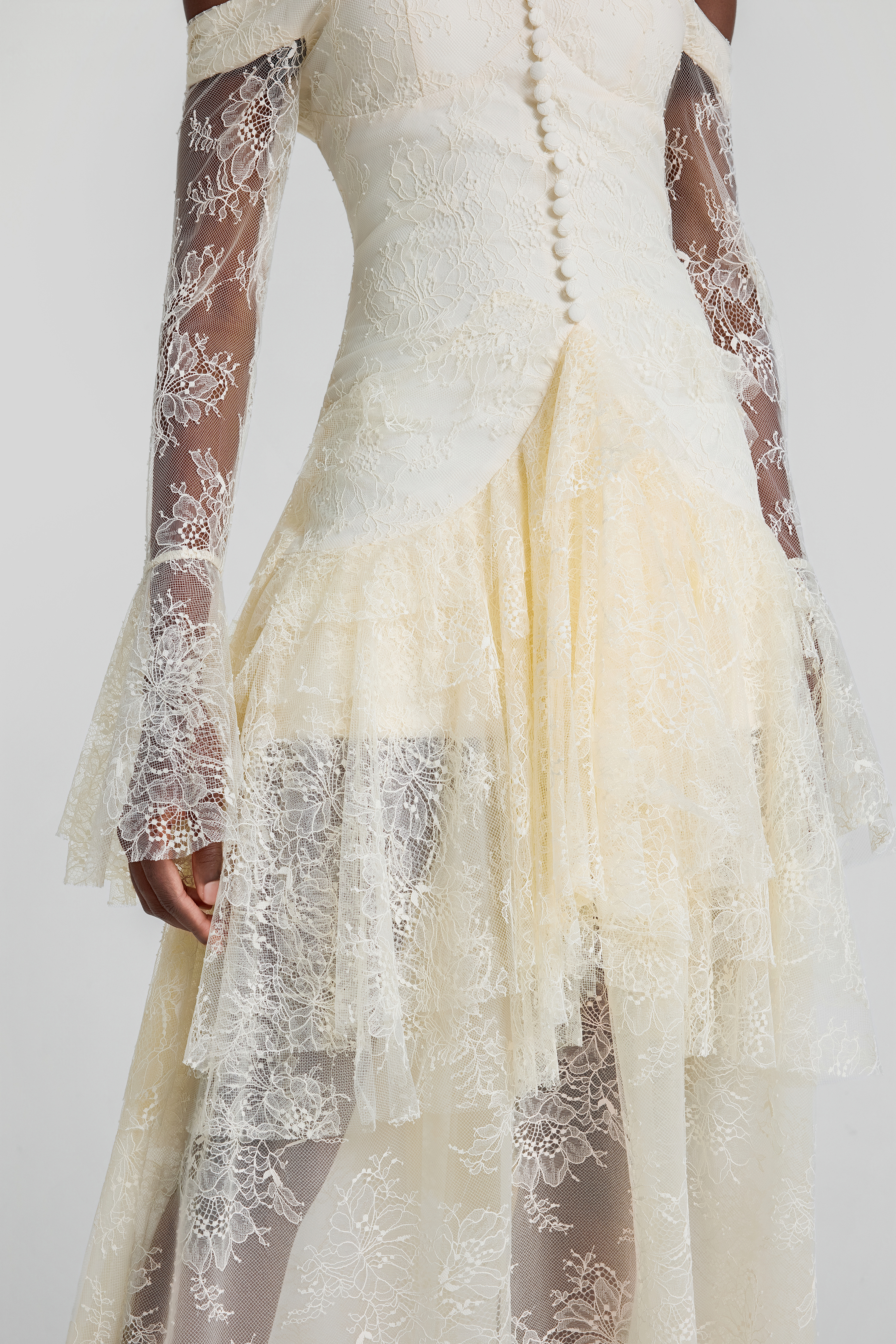 Lace Off Shoulder Ruffle Maxi Dress