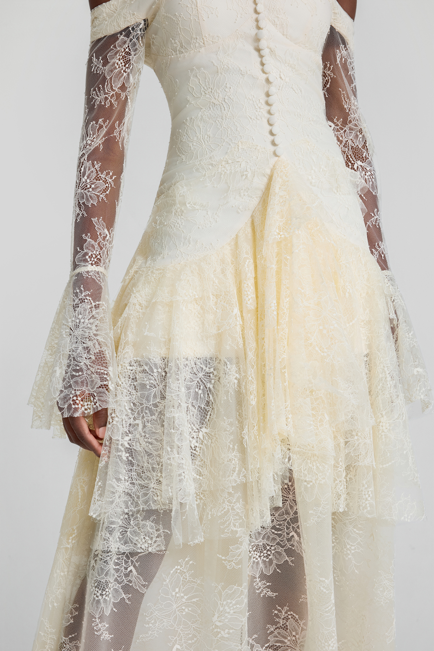 Lace Off Shoulder Ruffle Maxi Dress