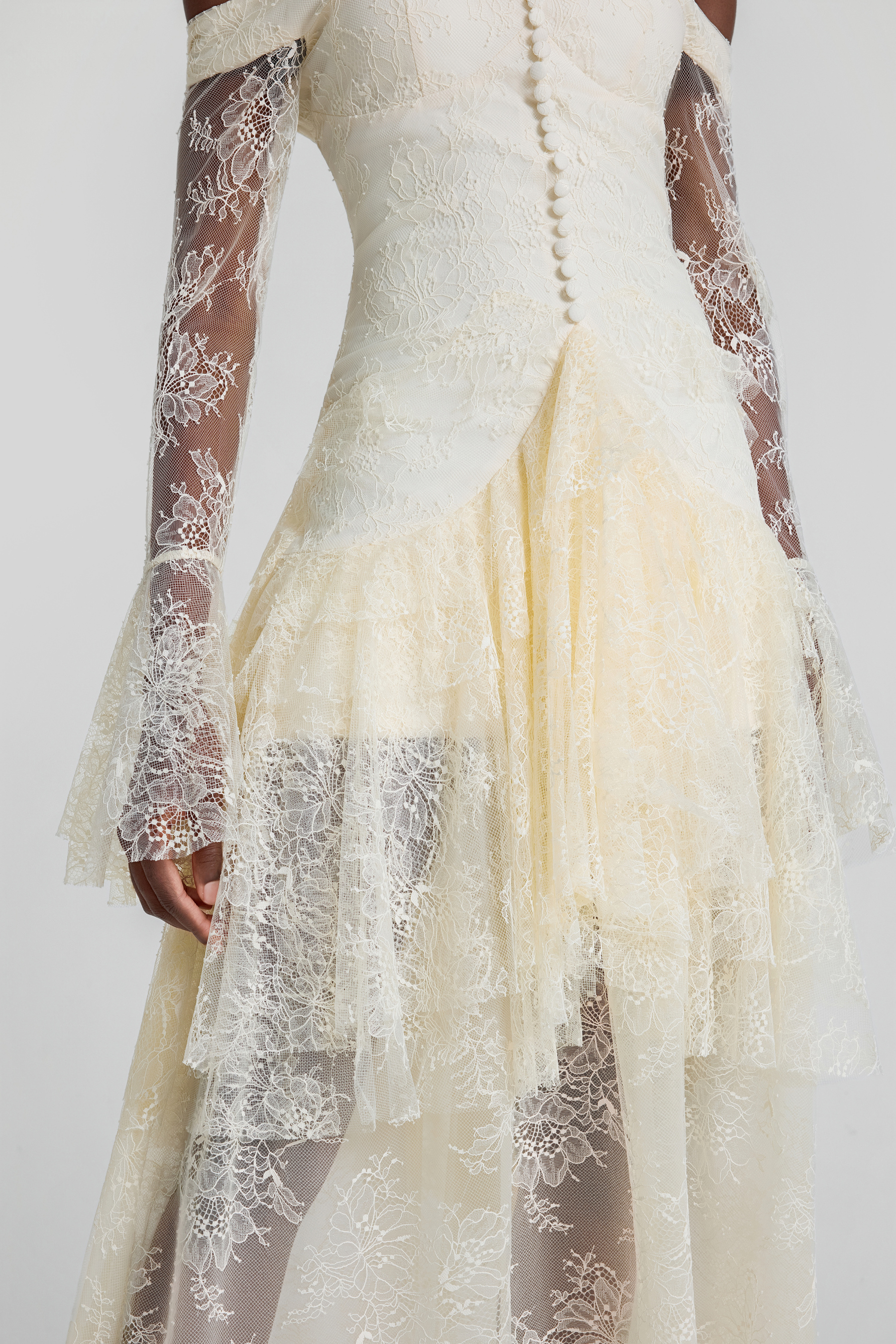 Lace Off Shoulder Ruffle Maxi Dress