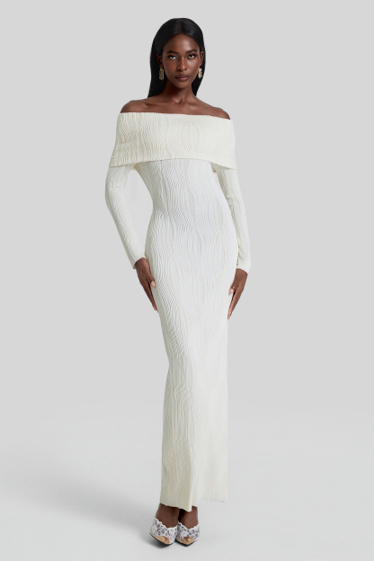 Jersey Off Shoulder Bodycon Maxi Dress