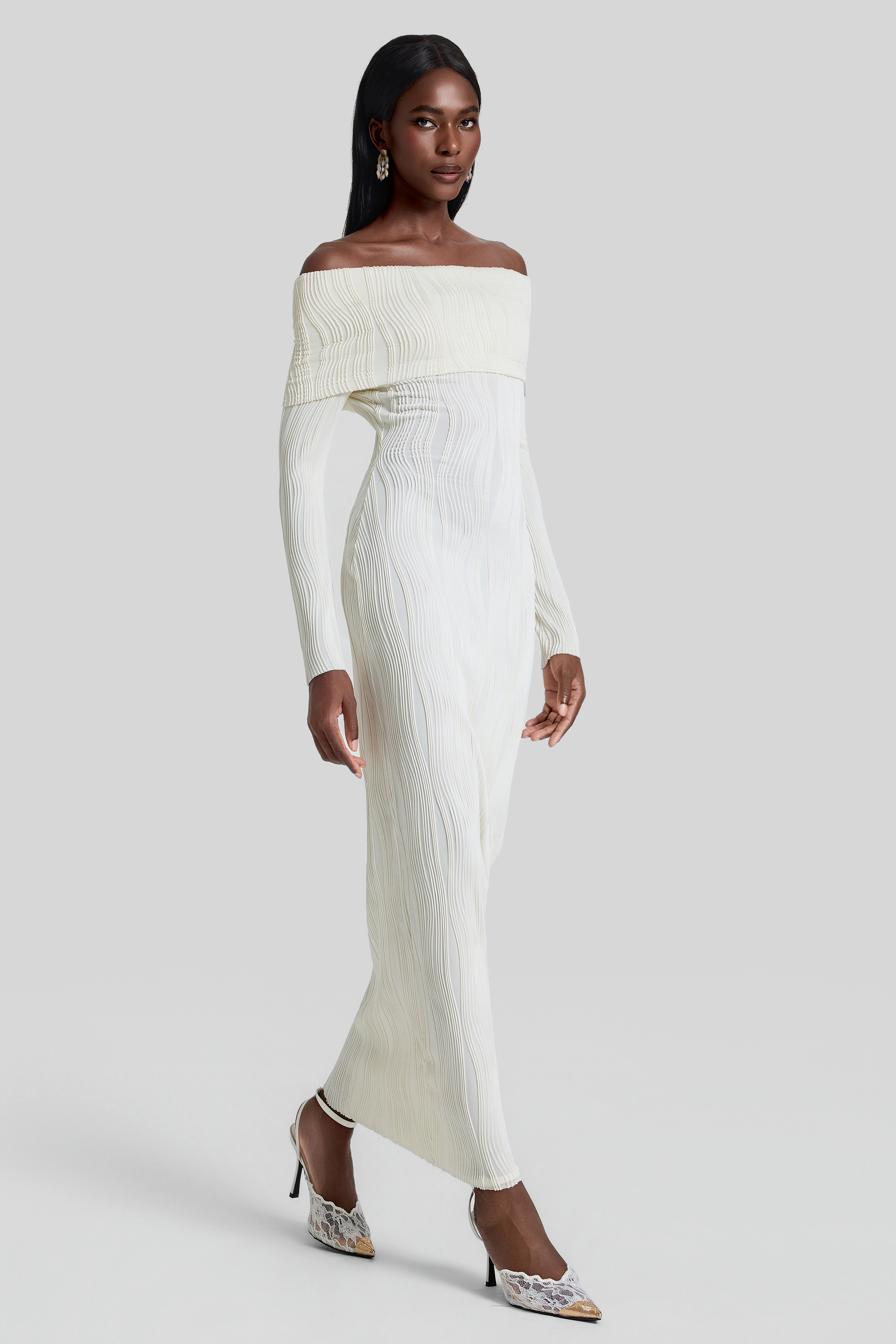 Jersey Off Shoulder Bodycon Maxi Dress