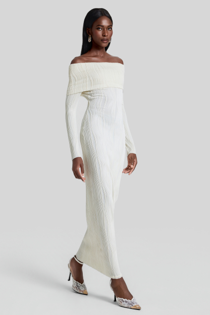 Jersey Off Shoulder Bodycon Maxi Dress