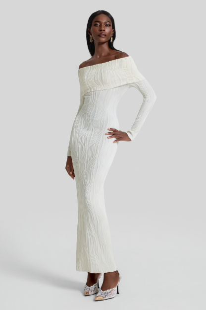 Jersey Off Shoulder Bodycon Maxi Dress
