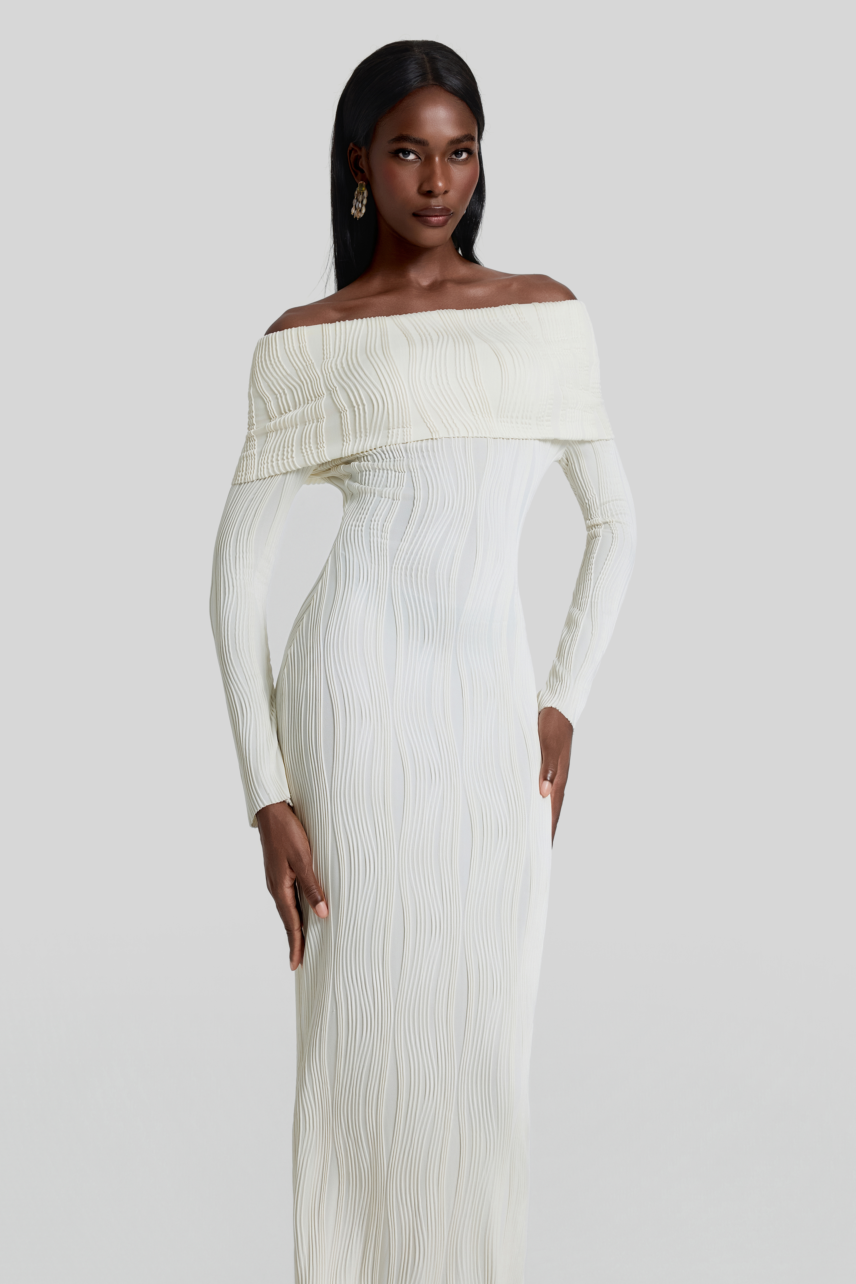 Jersey Off Shoulder Bodycon Maxi Dress