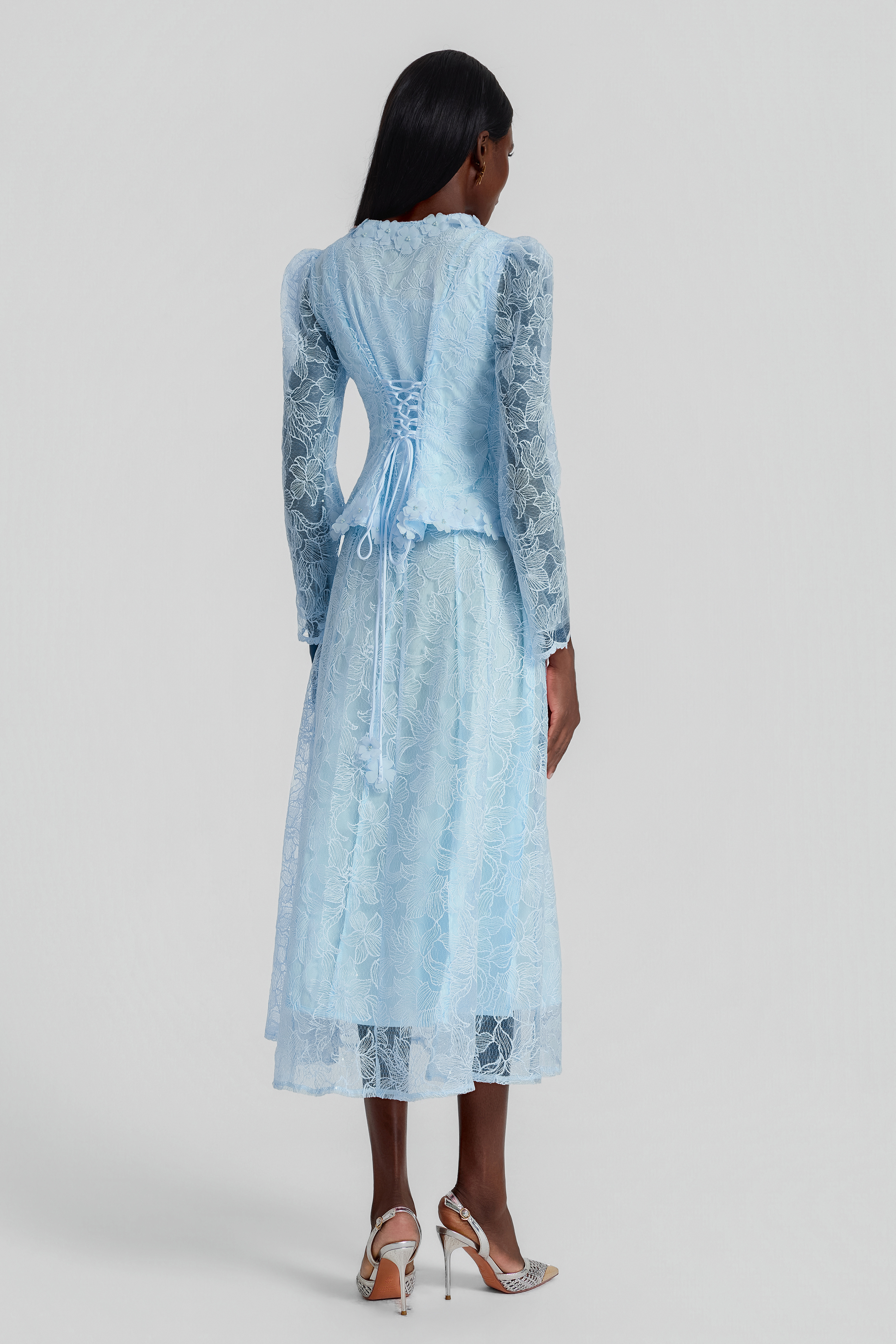 Lace 3D Flower Jacket & Sleeveless Midi Dress Set