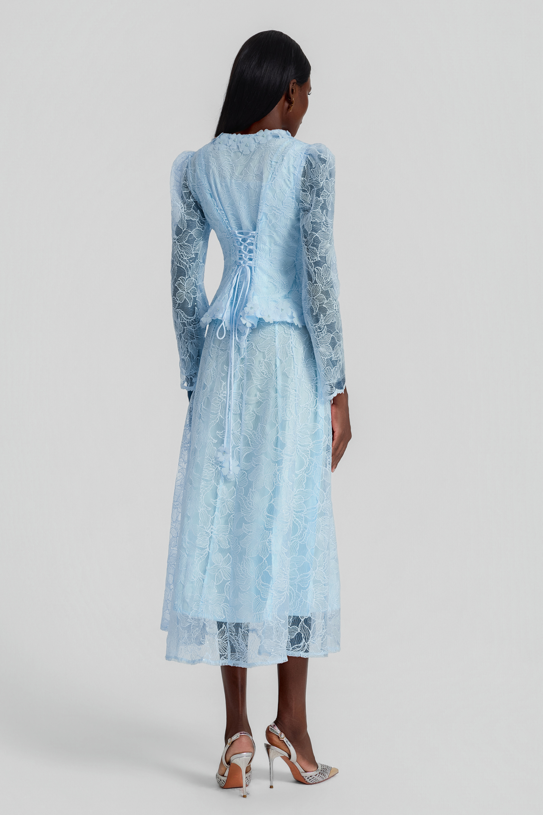 Lace 3D Flower Jacket & Sleeveless Midi Dress Set