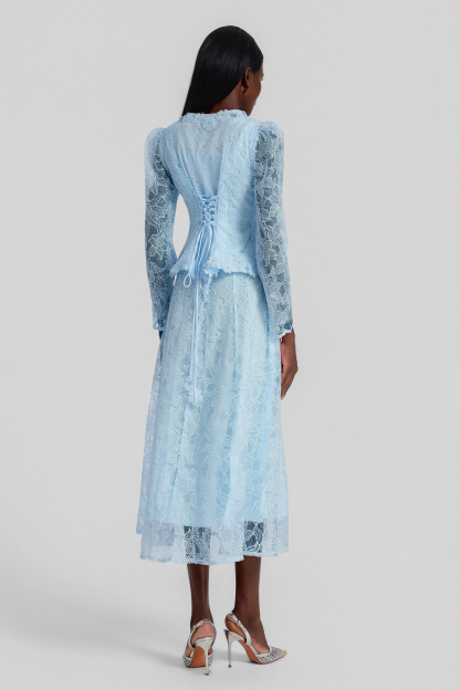 Lace 3D Flower Jacket & Sleeveless Midi Dress Set