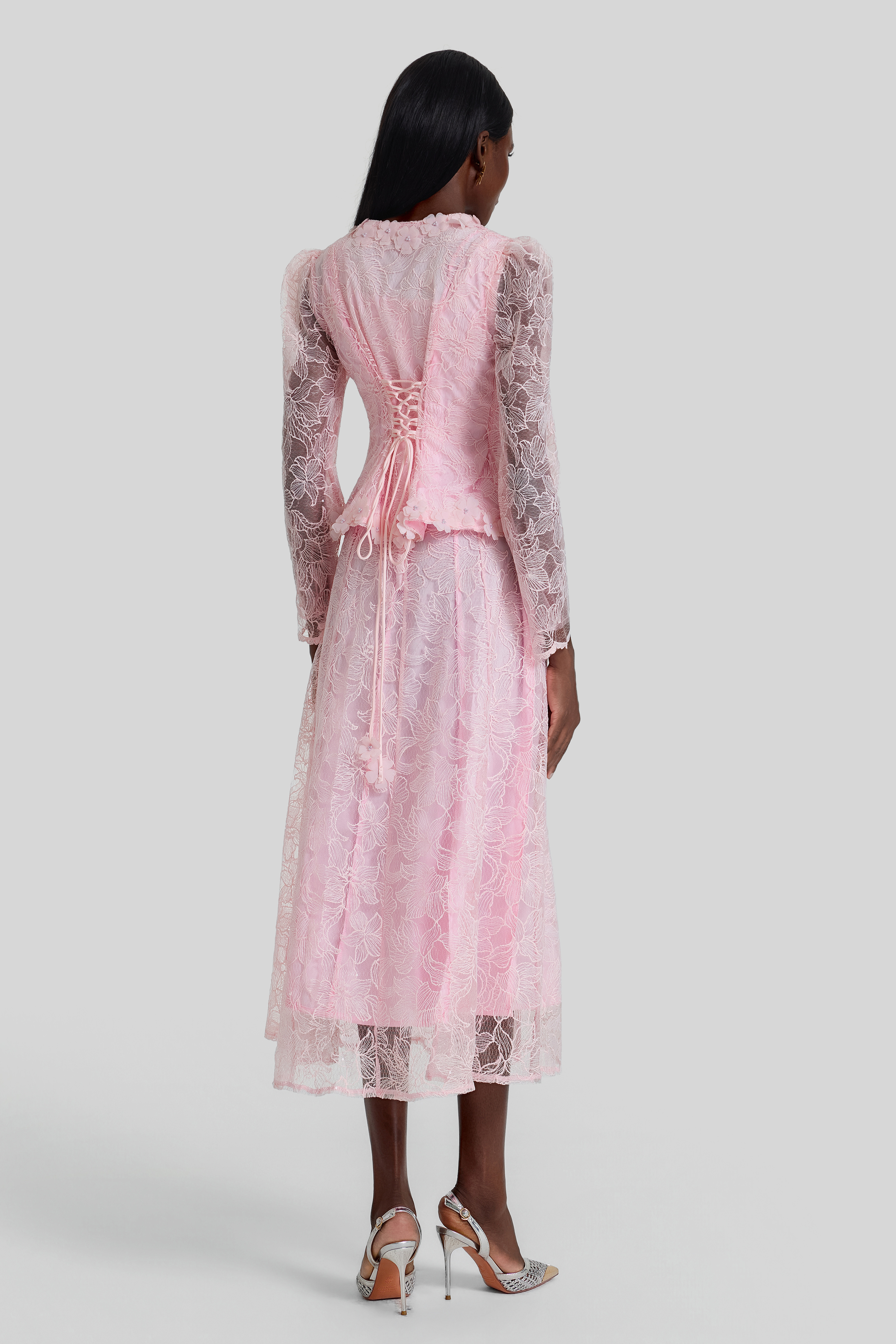 Lace 3D Flower Jacket & Sleeveless Midi Dress Set