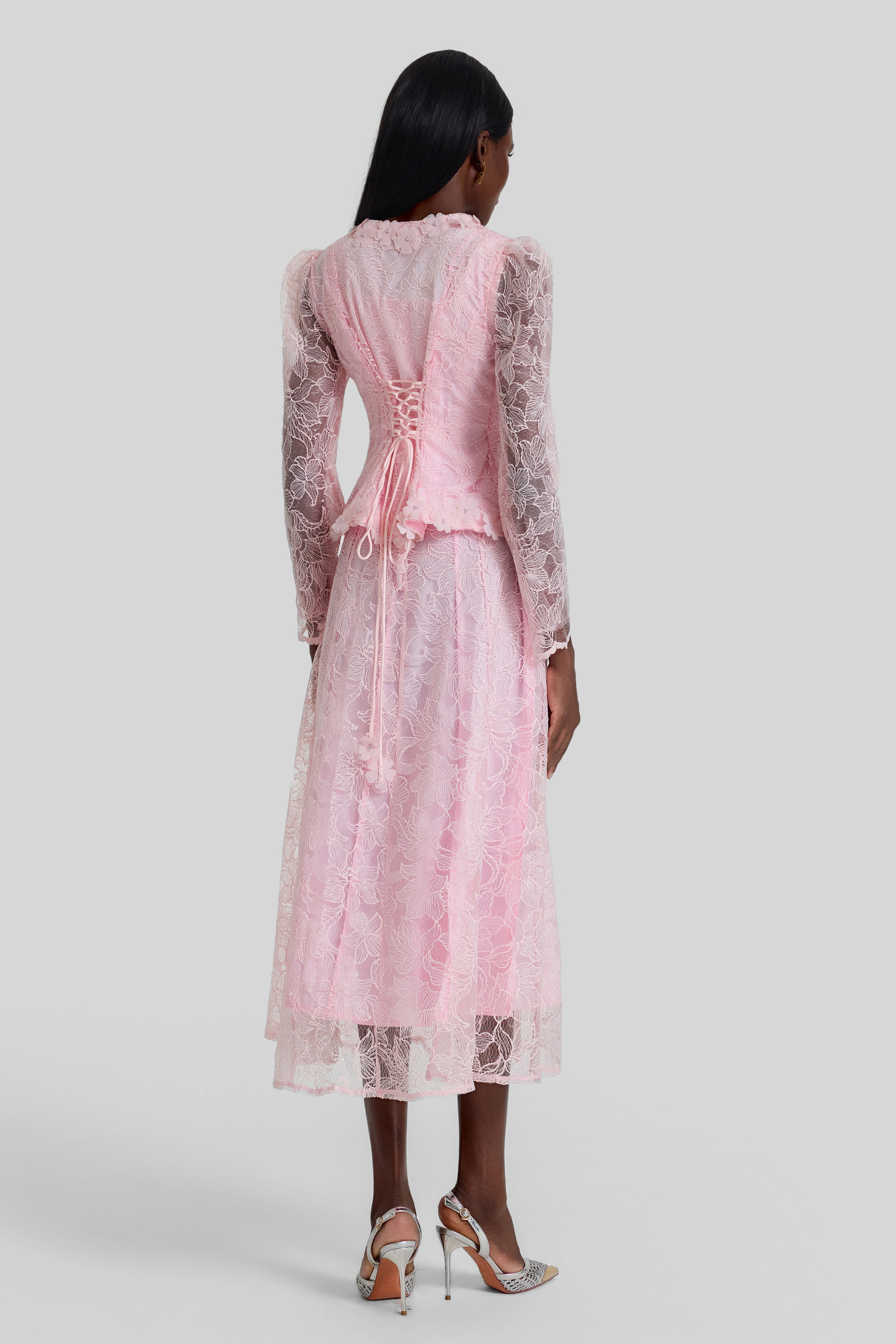 Lace 3D Flower Jacket & Sleeveless Midi Dress Set