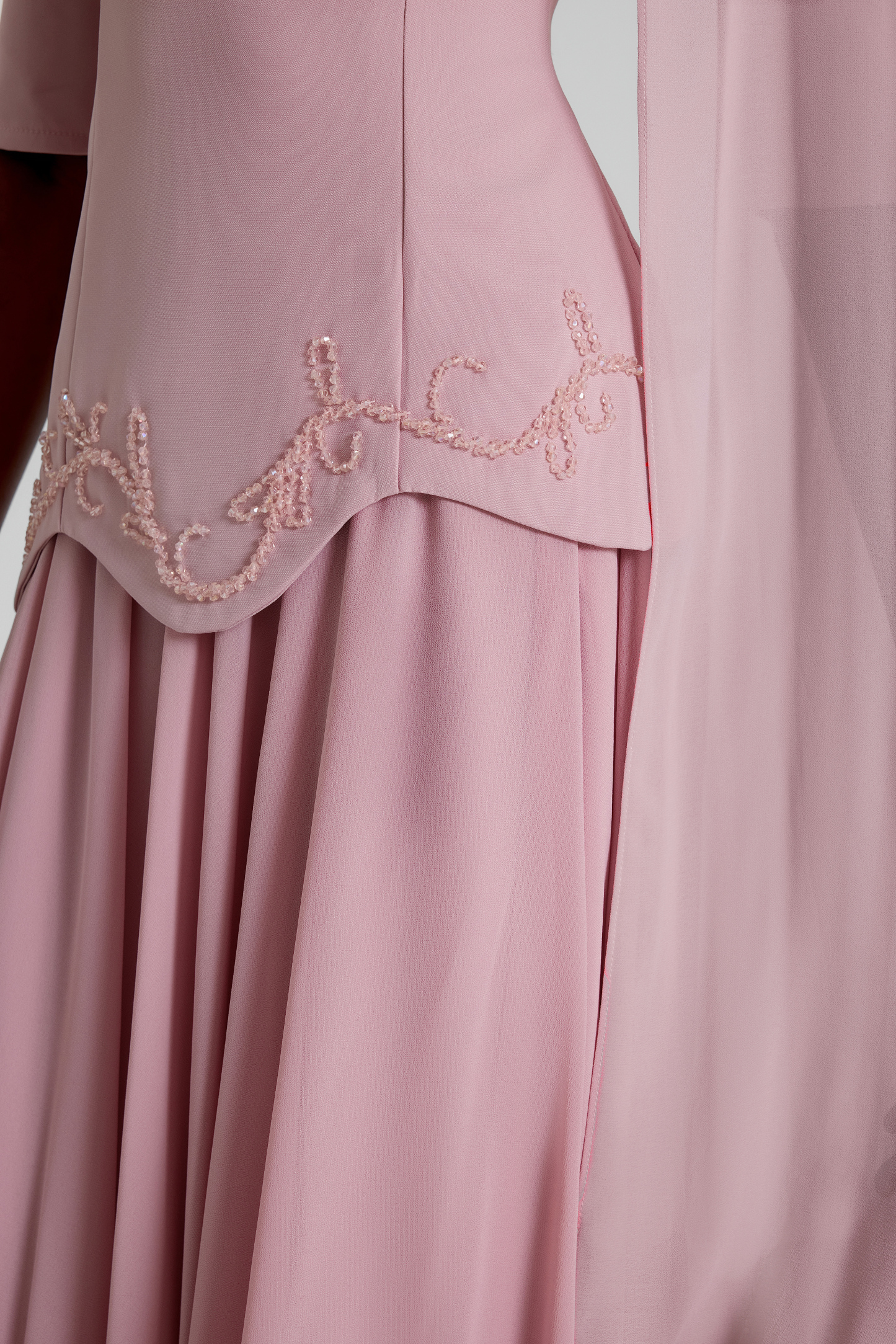 Beaded Cape Top & Mid Waist Maxi Skirt Set