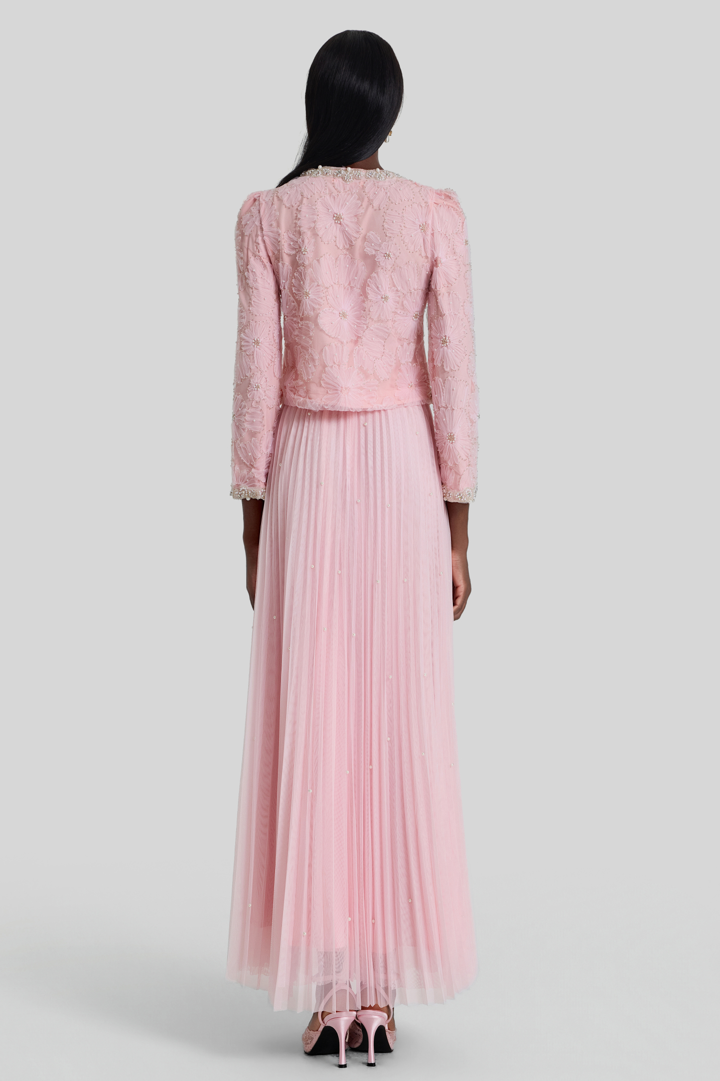 Nail Bead Embroidery Top & Mid Waist Maxi Skirt Set