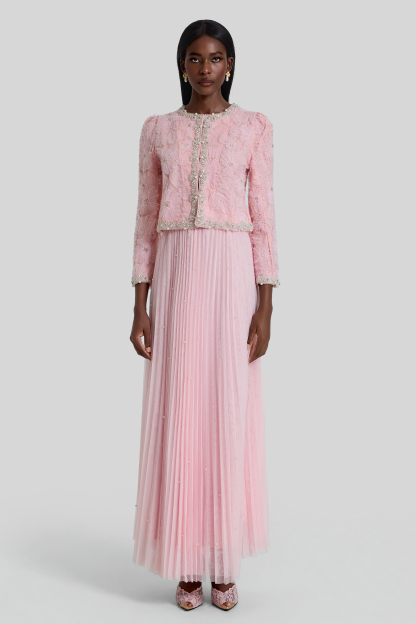 Nail Bead Embroidery Top & Mid Waist Maxi Skirt Set